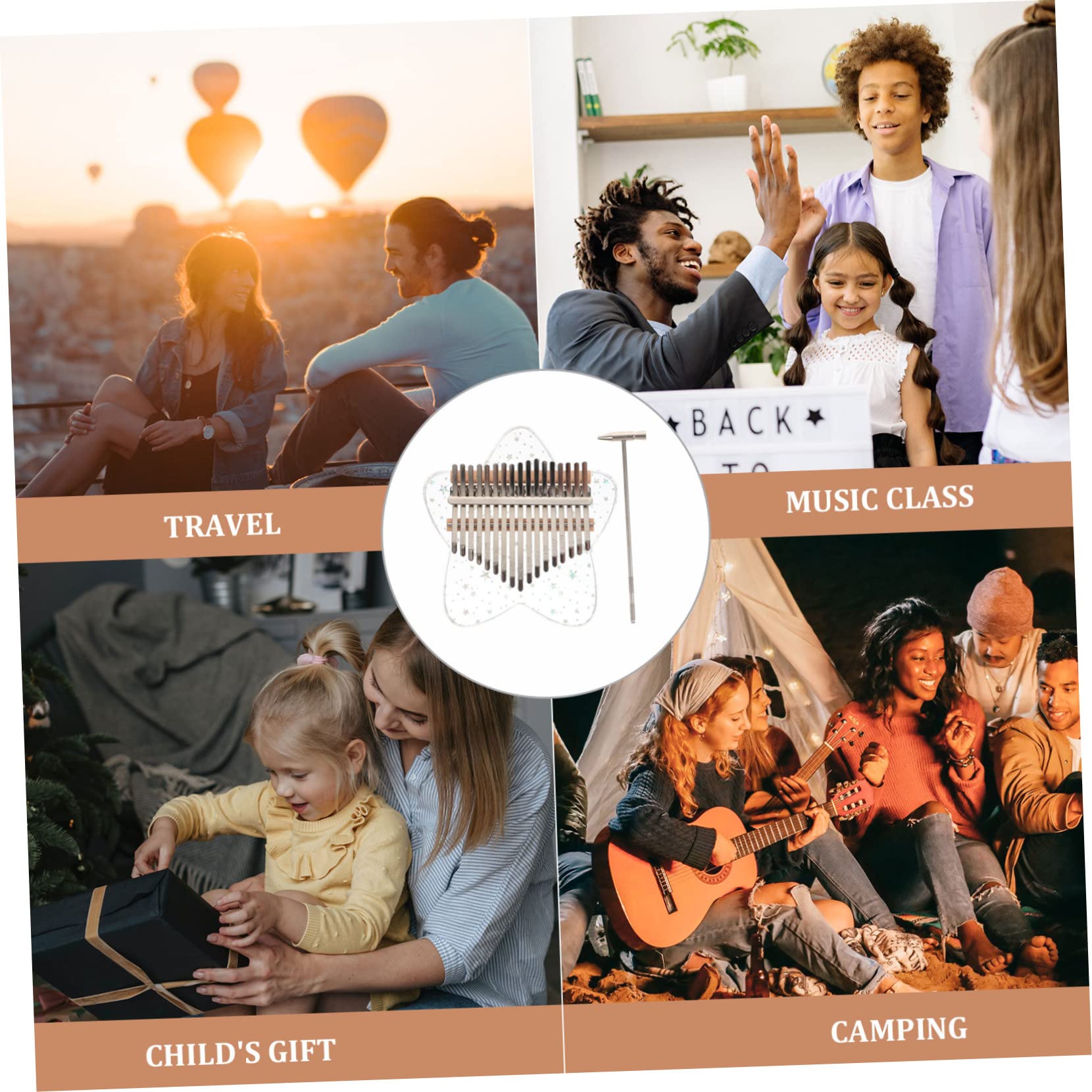 Yardwe Beautiful Crystal Miniature Kalimba 17-tone Acrylic Finger Piano Compact Easy to Play Great for Boys and Girls