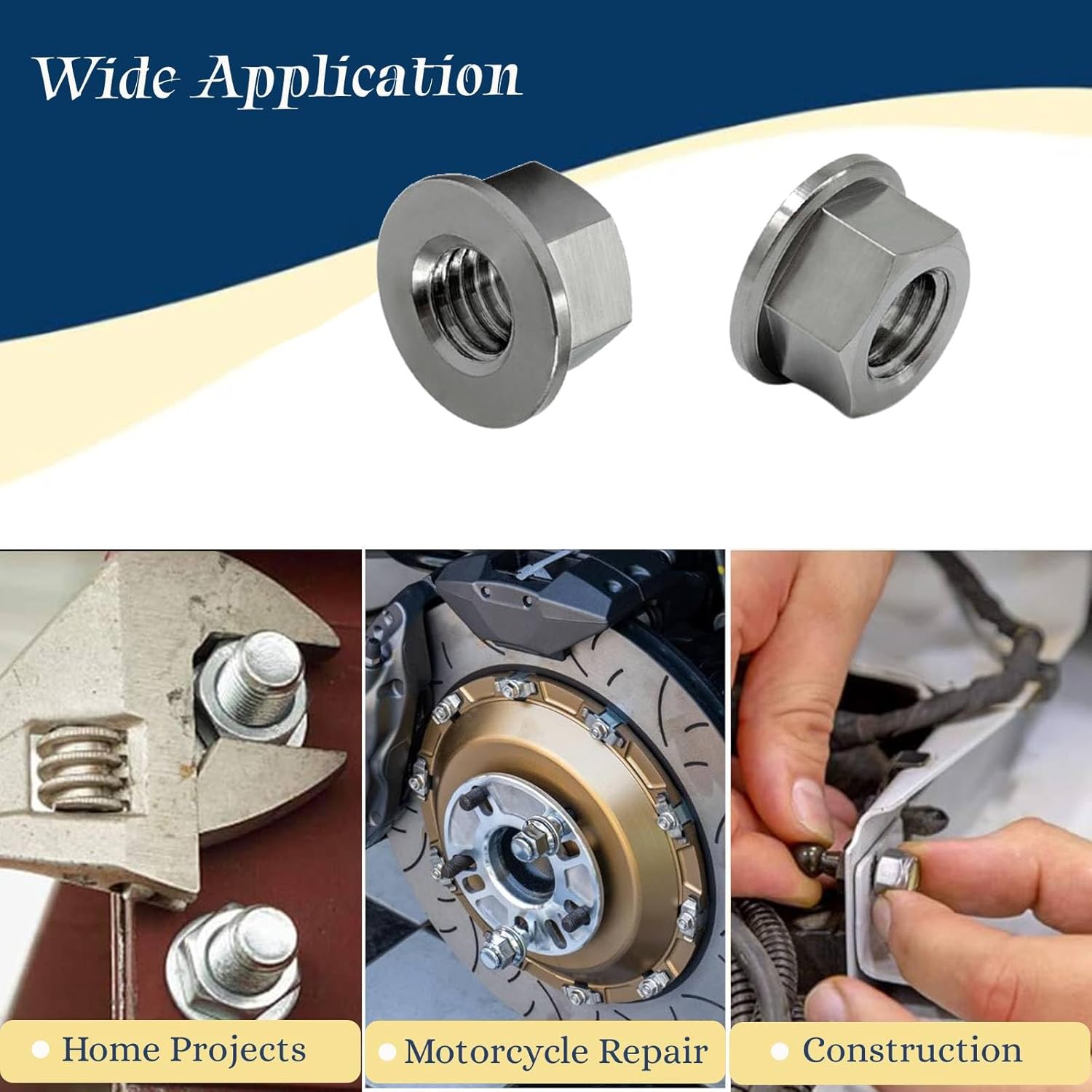 RISON Titanium Nut Titanium Flange Nut M6x1.0mm Titanium Sprocket Nut Original 6AL4V Titanium Flange Nut for Motorcycle 5PCS