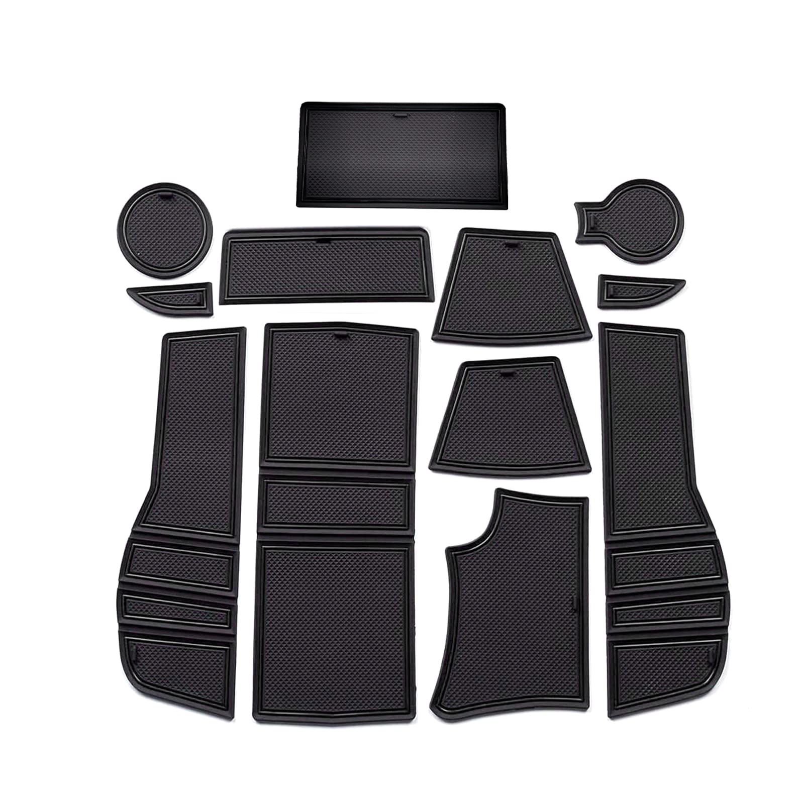GAFAT Compatibile con Peugeot 2008 e-2008 Restyling 2025 2026-2020 Tappetini Antiscivolo, Tappetino in Gomma per Portaoggetti Bracciolo, Portabicchieri, Cuciture Porta, Peugeot 2008 Accessori (Nero)
