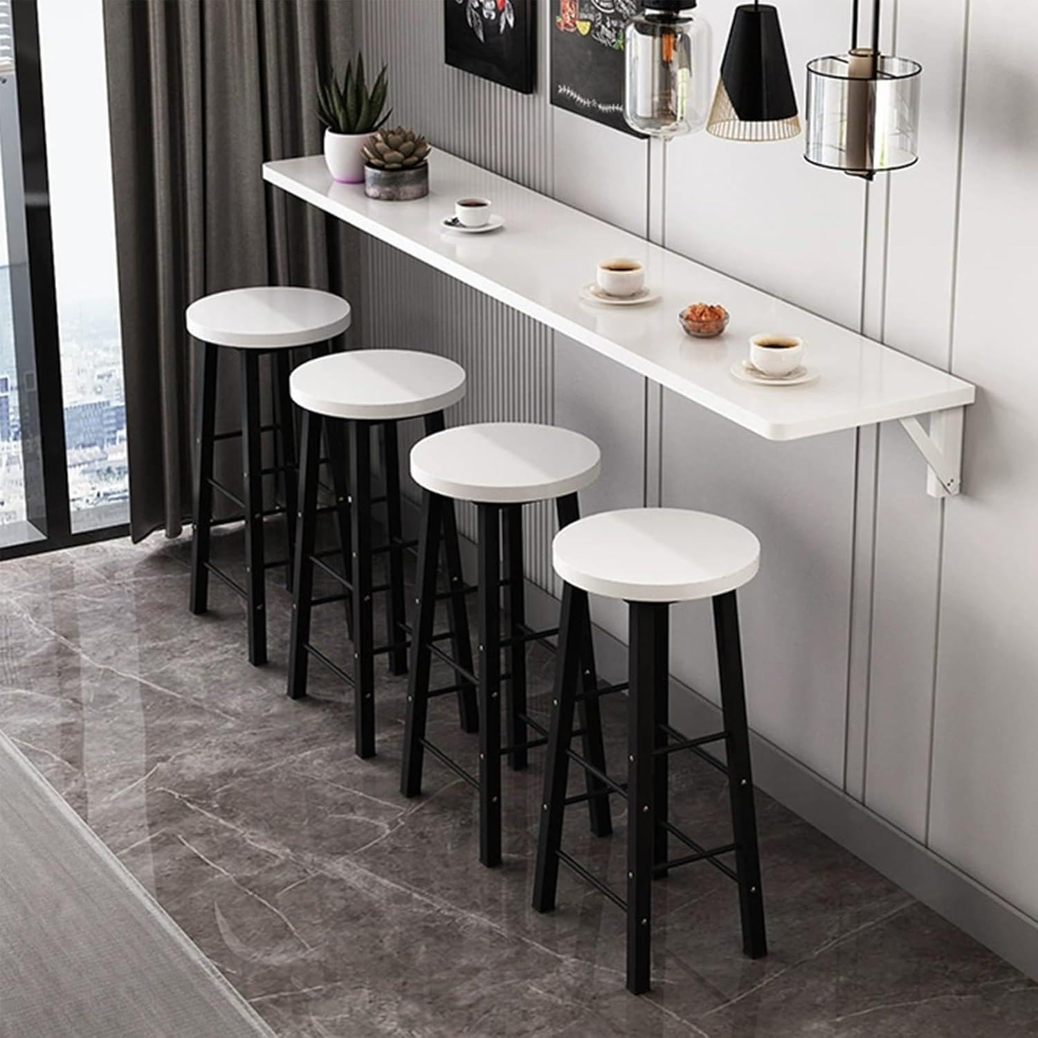 Table pliante murale en teck gain de place pour cuisine et bar