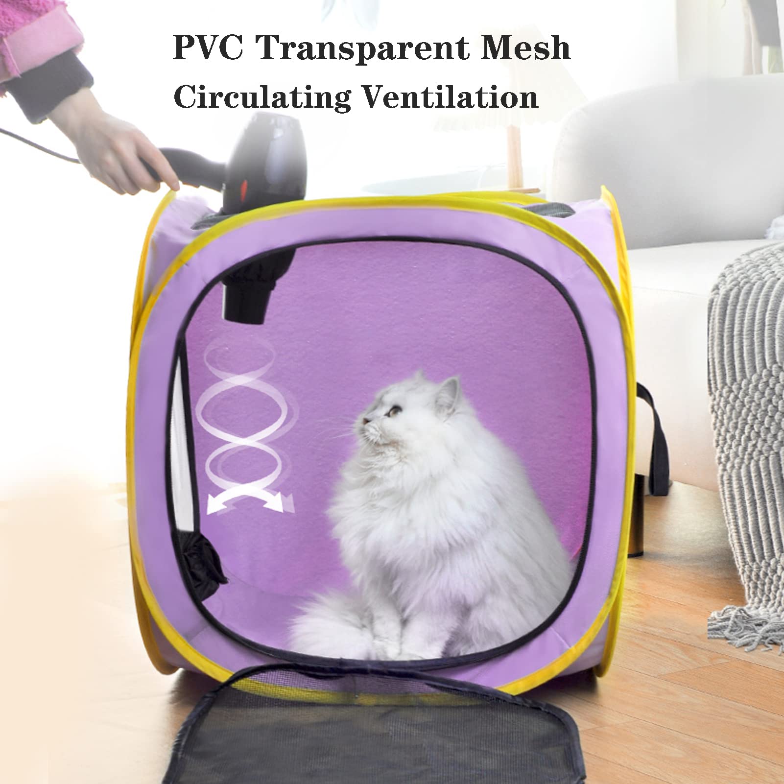 Pet Drying Box, Drying Room for Cats and Dogs Multifunctional Collapsible Box for Cats and Small and Medium Dogs (L, Purple) - Image 3