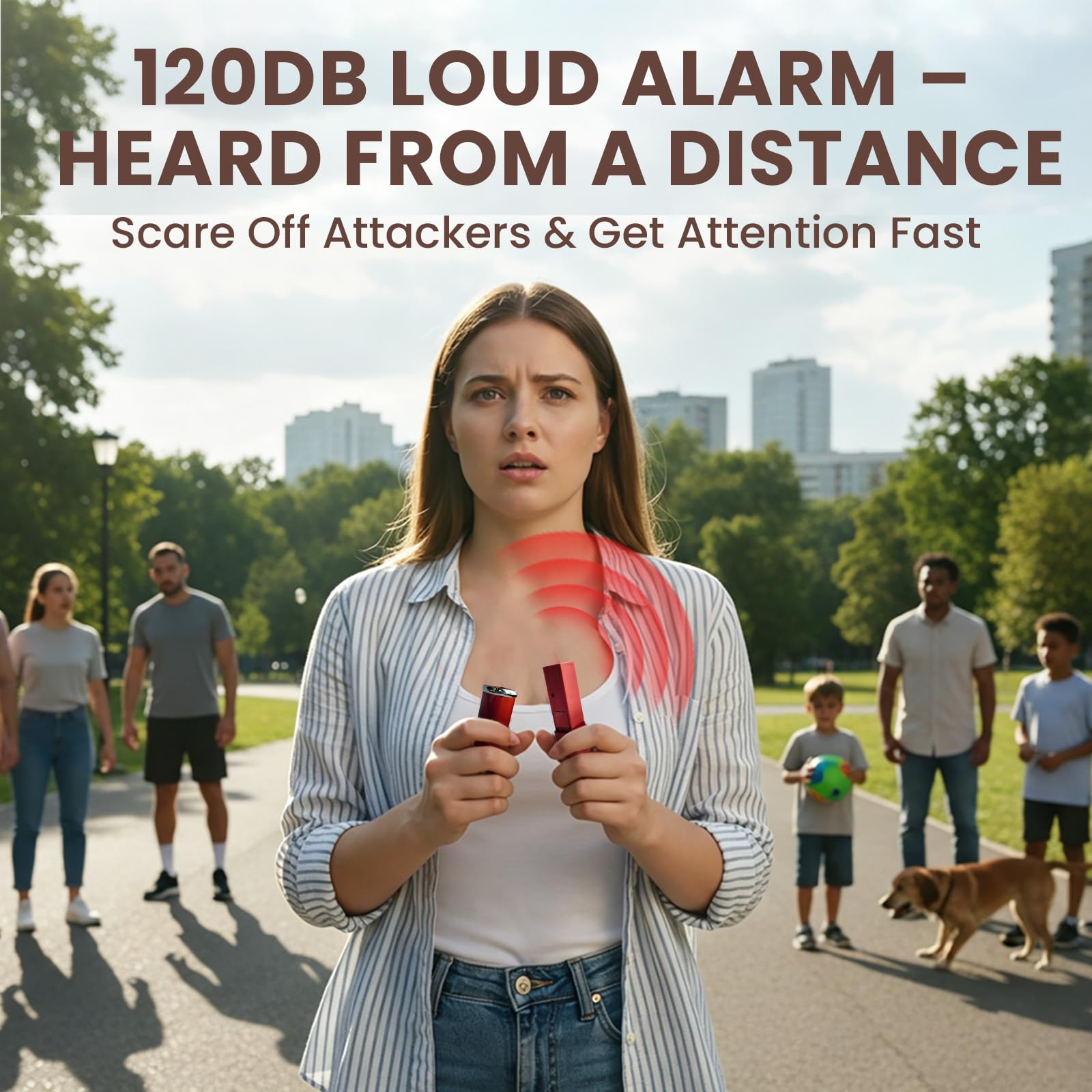 Lot de 5 alarmes personnelles pour femme, alarme de sécurité puissante de 120 dB, alarme d'autodéfense discrète en forme de rouge à lèvres, alarme d'urgence facile à tirer, mini appareil de