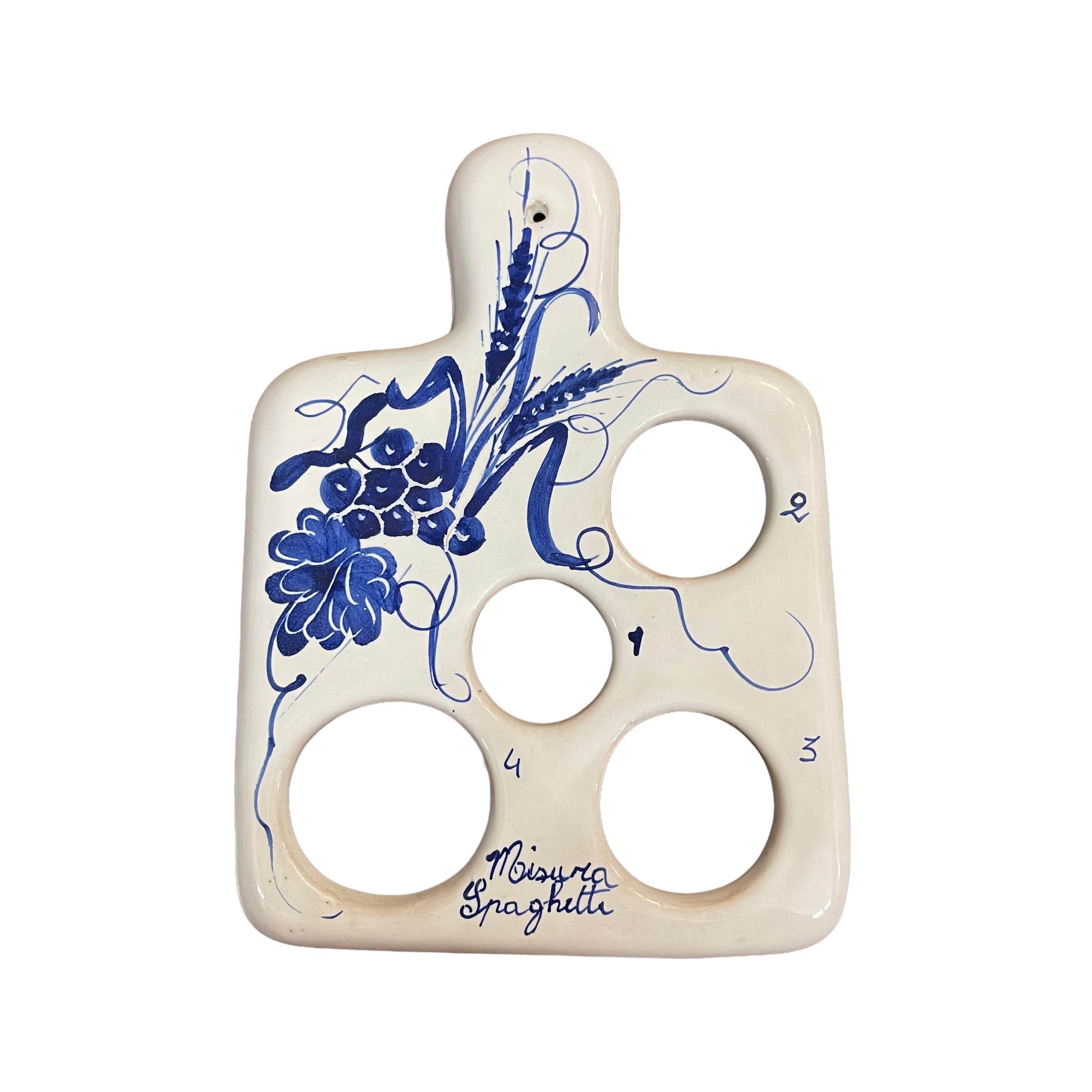 Measure Spaghetti and Trivet Made and Hand Painted in Ceramic with Four Types of Portions with Blue Romagnoli Designs