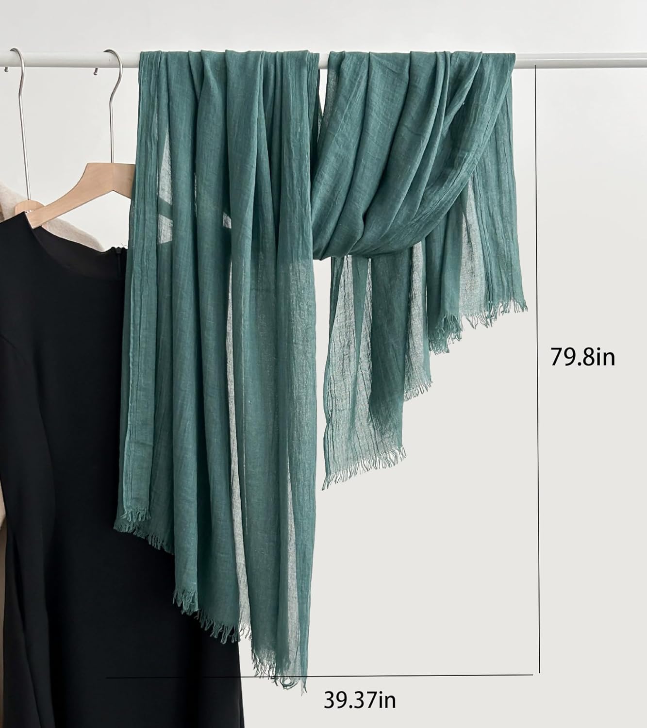 Solid color cotton and linen scarf, wrinkled all season versatile long sunscreen fashionable shawl - Image 3
