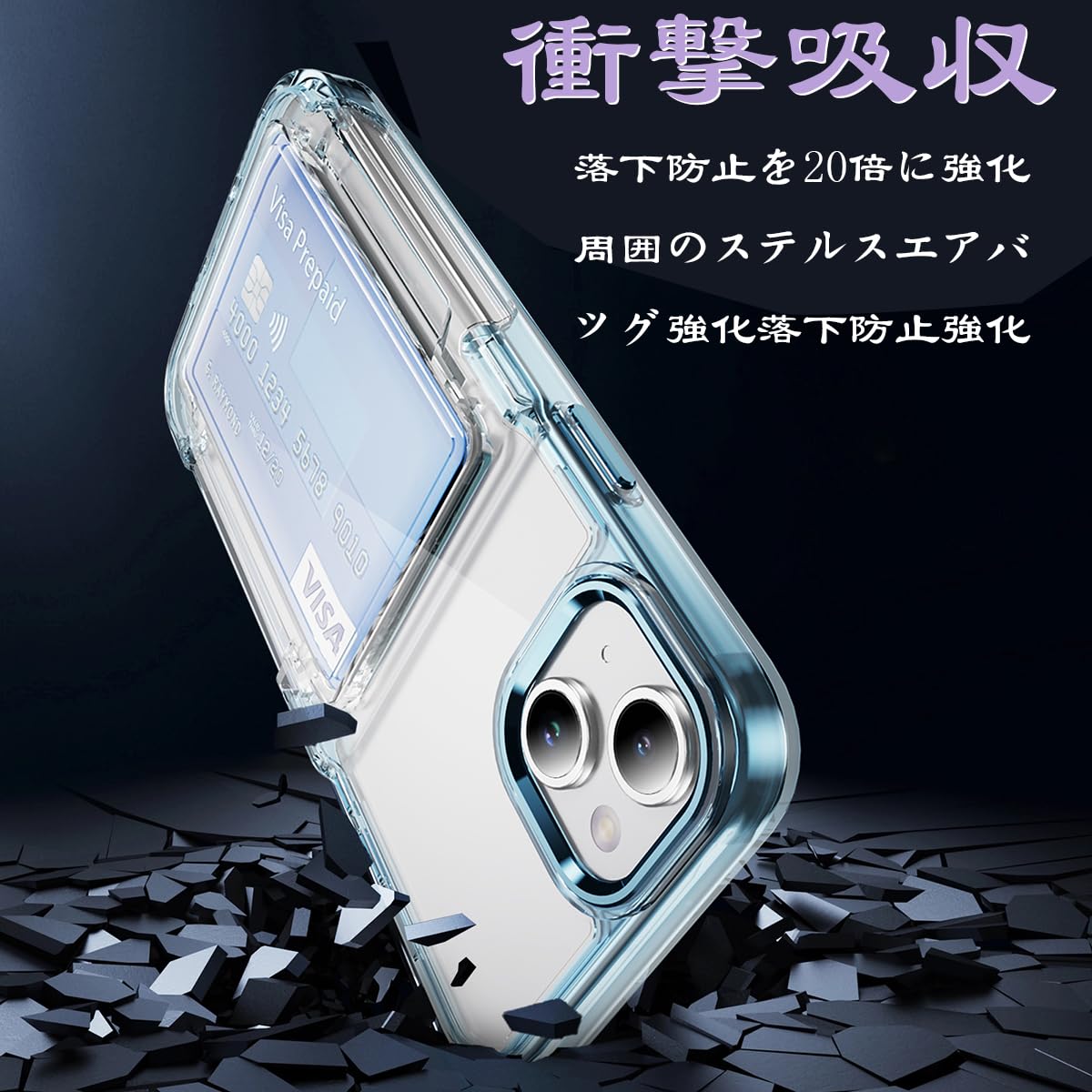Amazon.co.jp: MuZiF iPhone 15 用 ケース カード収納 クリア 米軍MIL