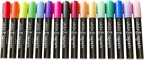 Deluxe Chalk Marker Set | 16 pens | 6mm Reversible tip (Chisel or Round) Active Restock Requests: 0 (16 Colors w/ 1 Black Chalk Pen)