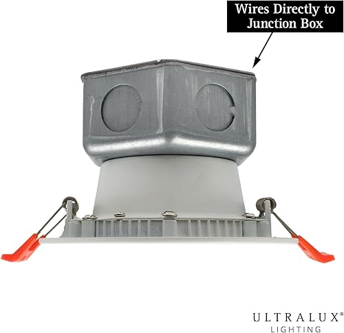 Miniatura 7 de Ultralux Moderna lámpara LED empotrable de 5 pulgadas (4 pulgadas) con cable directo regulable con caja J, 500 lúmenes 3000K, blanco minimalista +