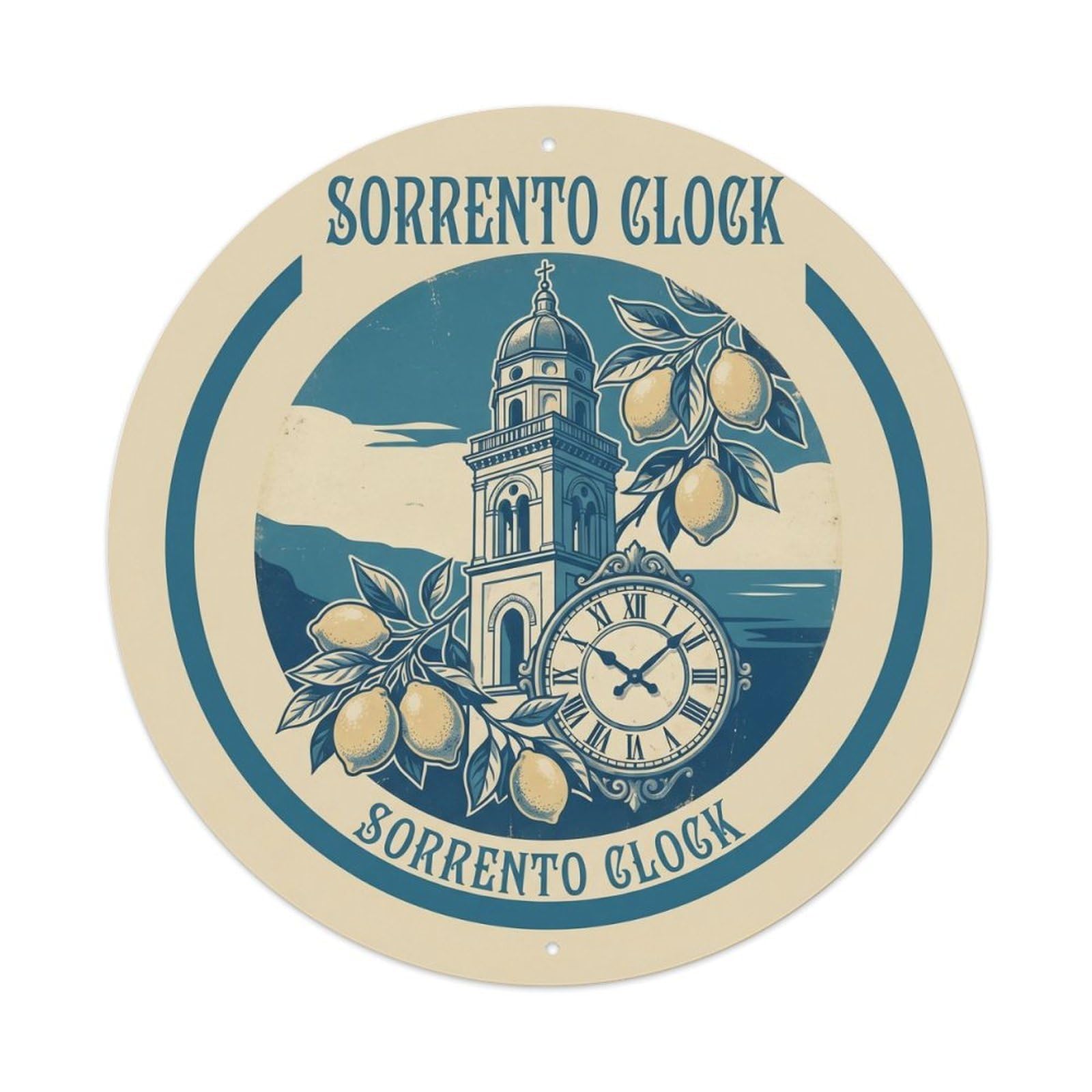 Sorrento Italy Clock Cultural Travel Classic Metal Tin Sign