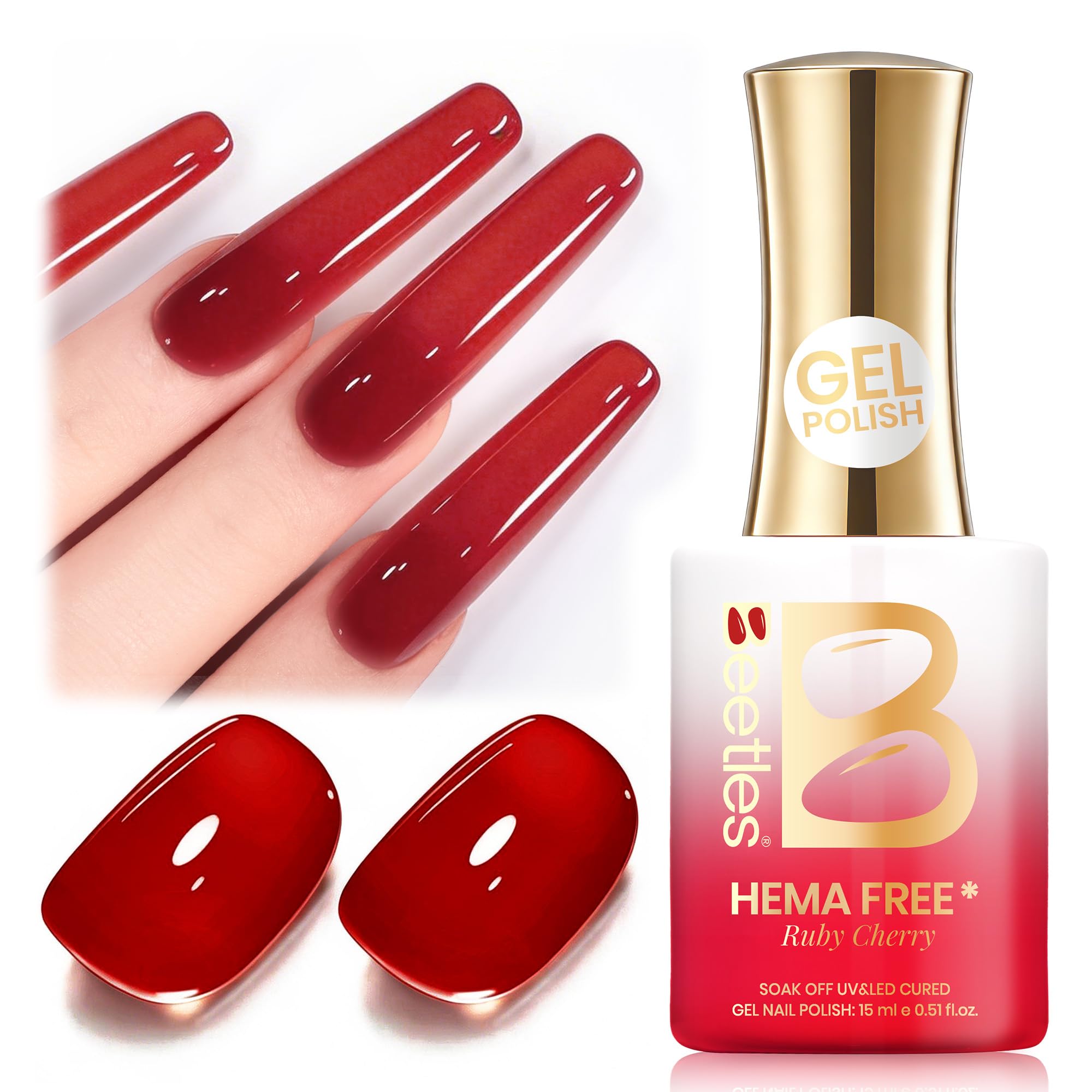 Beetles Ruby Cherry Jelly Red Gel Nail Polish 15ML | Translucent French Manicure Effect - main product image