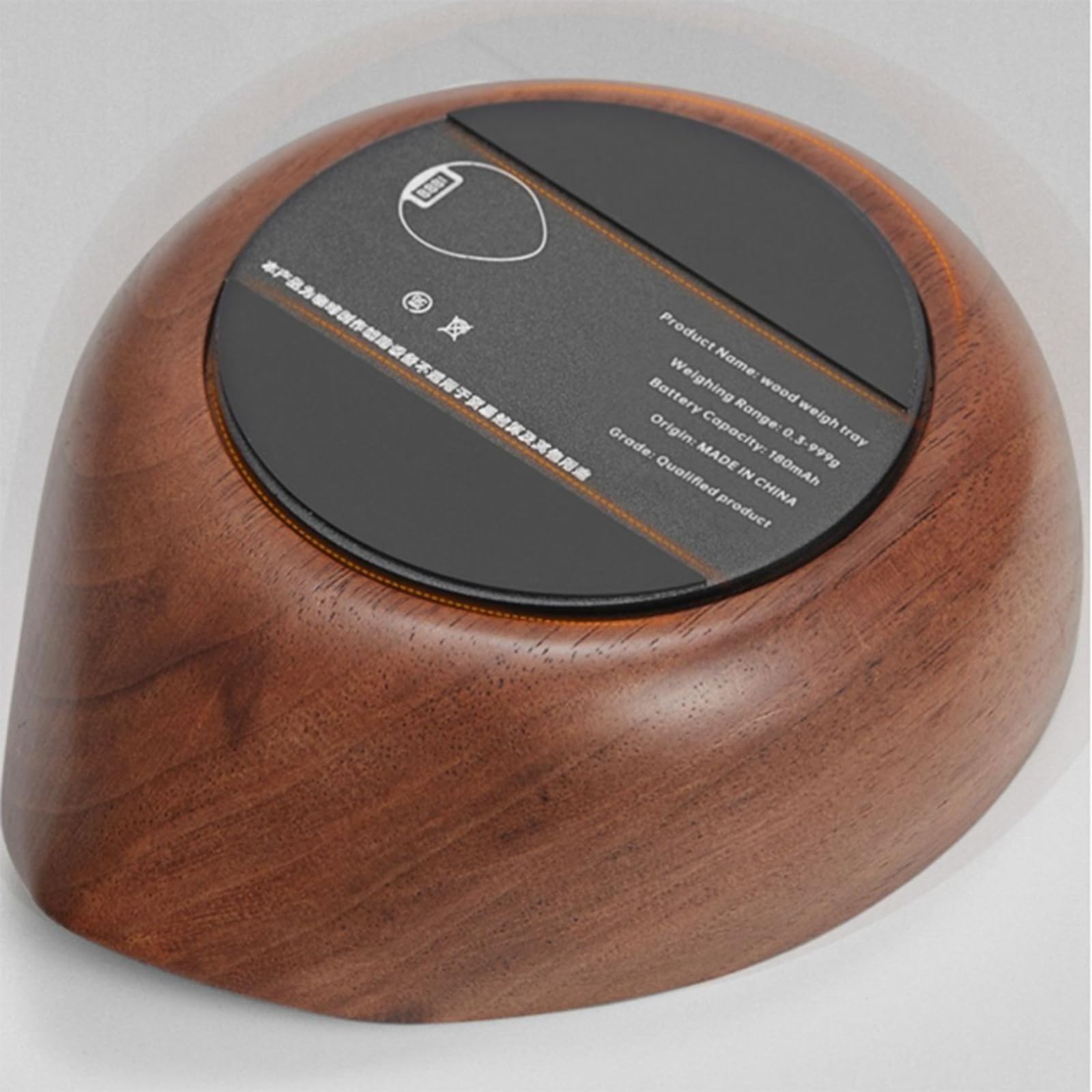Báscula eléctrica elegante para café expreso, con textura de madera, bandeja de pesaje de café, báscula de cocina para café