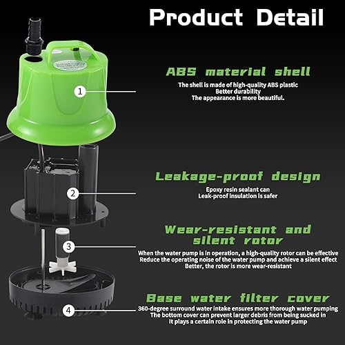 Miniatura 3 de Bomba de agua sumergible de 25 W para acuario, estanque, drenaje de piscina, tanque de peces, pequeña bomba de cambio de agua, mini bomba de