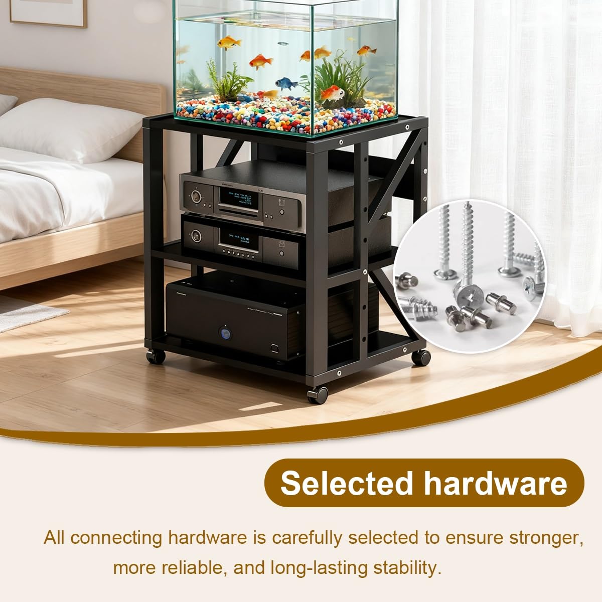 Mobiletto HiFi Rack Audio a 2/3 Ripiani, Av Tower Media Stand Supporto con Ruote Universali, Piccolo mobiletto Stereo e Supporti Audio-Video per Ufficio, Soggiorno(Style 3)