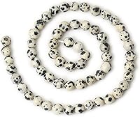 Vista 2 de 60 cuentas redondas sueltas de piedra dálmata natural de 0.236 pulgadas (0.236 in) para hacer joyas, hallazgos de bricolaje, 1 hebra de 15 pulgadas