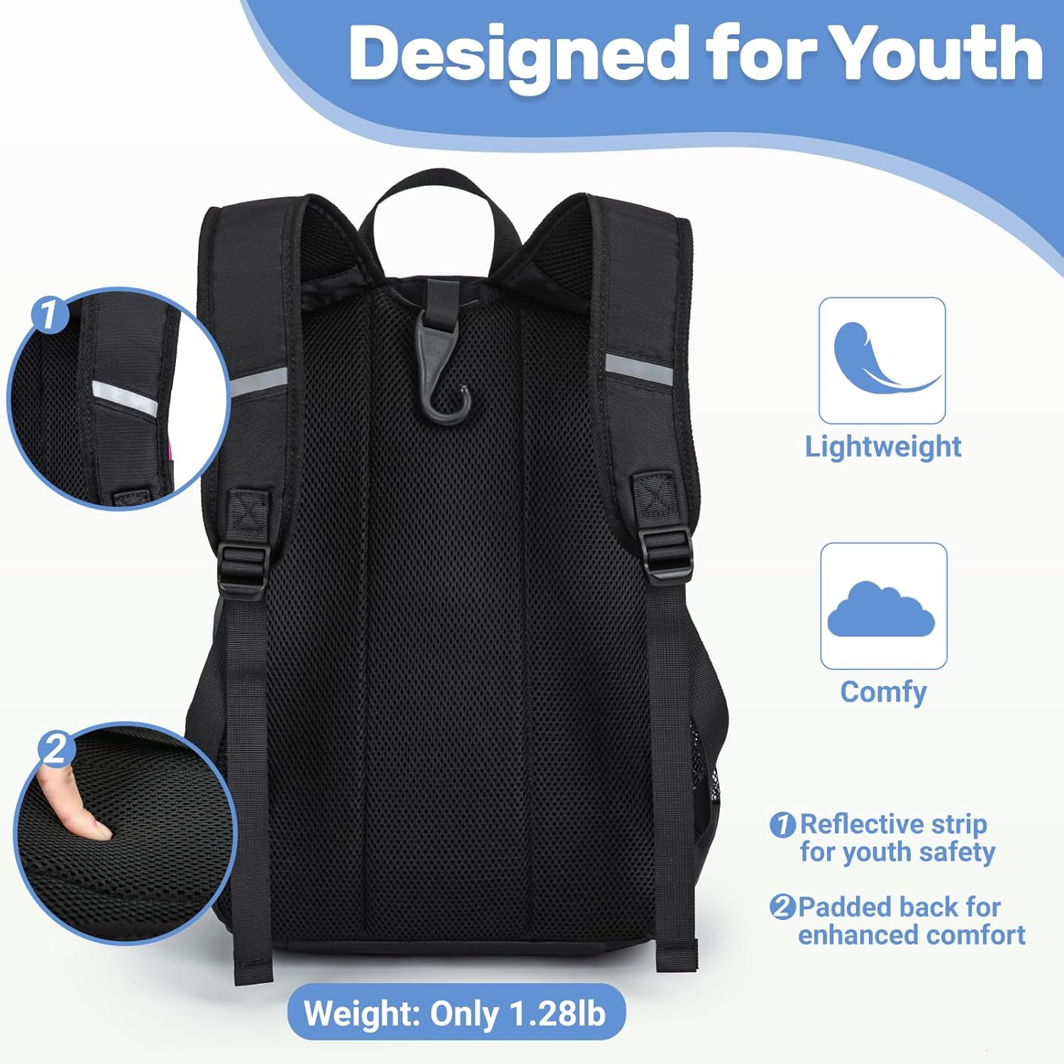 Youth Baseball Bag, Softball Bag for Girls & Boys, Kids Tball Backpack with Shoes Compartment - Image 5