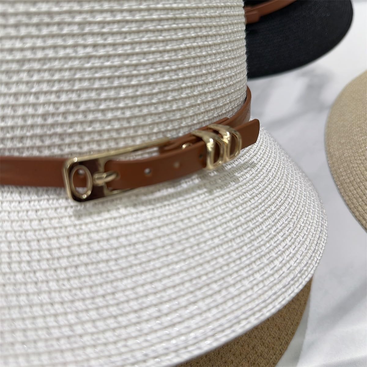 Sombrero de Paja de Verano para Mujer,de ala Ancha,Ligero,con Hebilla de Metal,Plegable,Transpirable,para Playa,Actividades Al Aire Libre