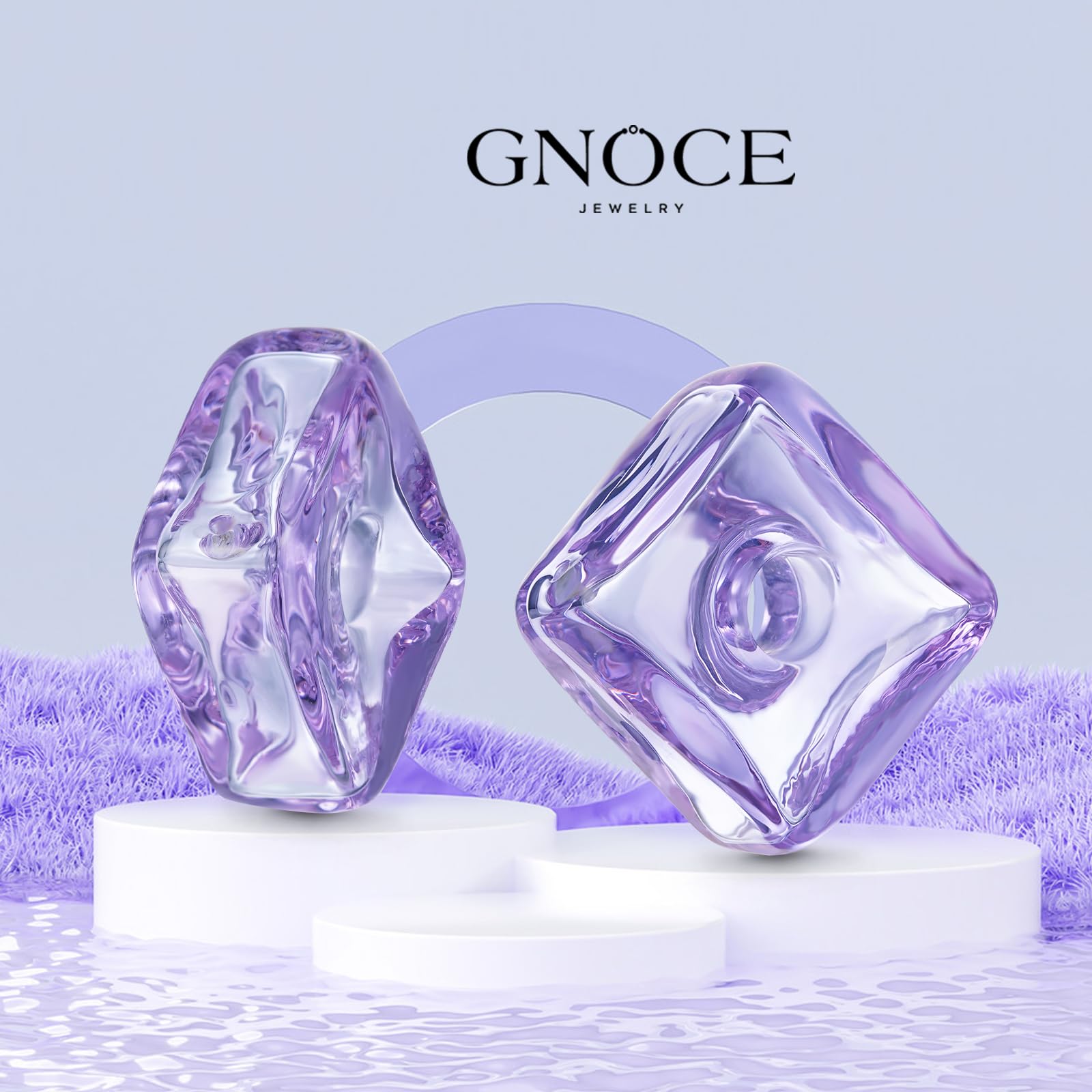 GNOCE Luce Viola oli Essenziali Profumo Diffusore Charm Quadrato, Charms di Vetro di Murano per Donne Ragazze Moglie Figlia, San Valentino, Regalo di Gioielli per la Festa Della Mamma