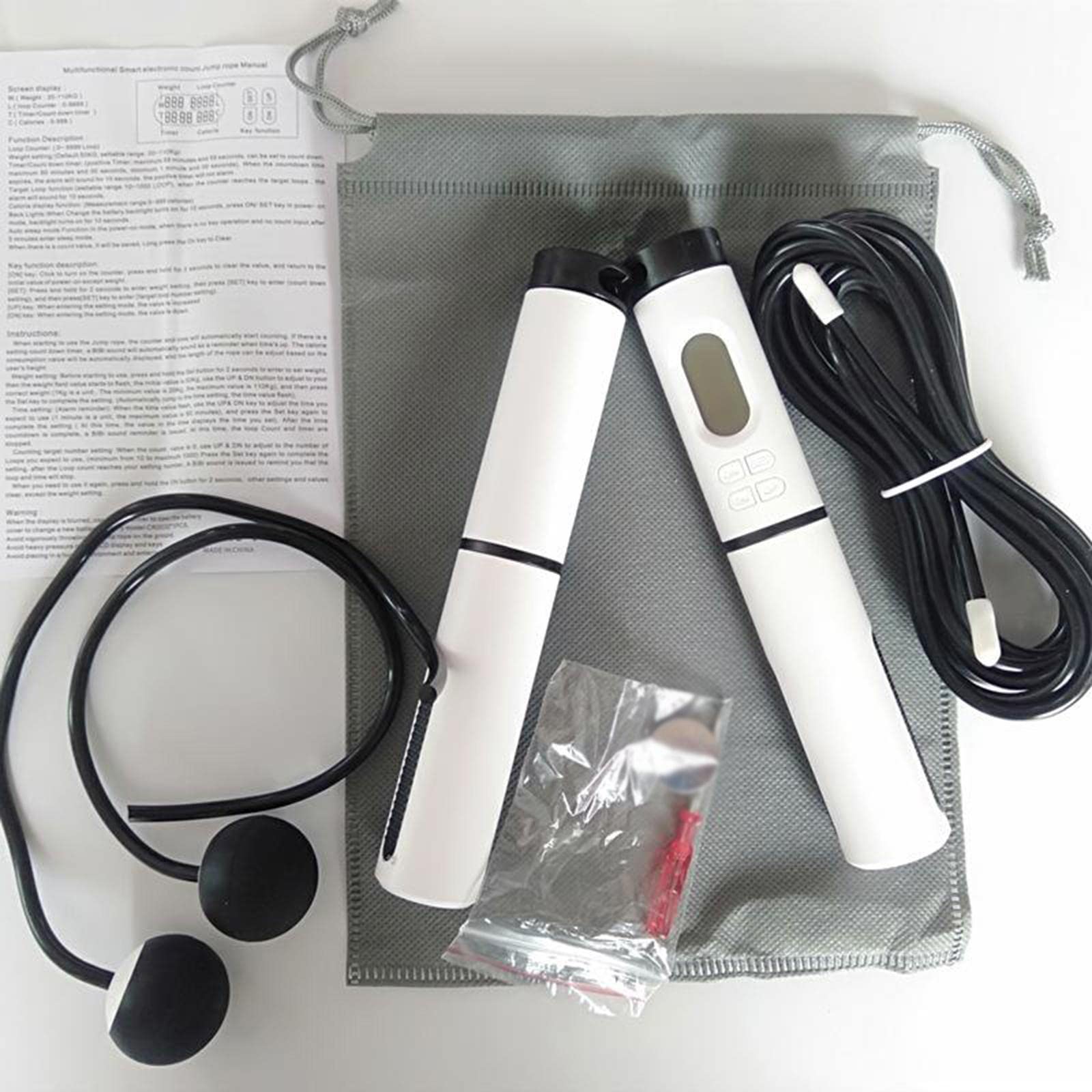 2 set di corda per saltare digitale con cuscinetti cordless, corda da salto ponderata nera