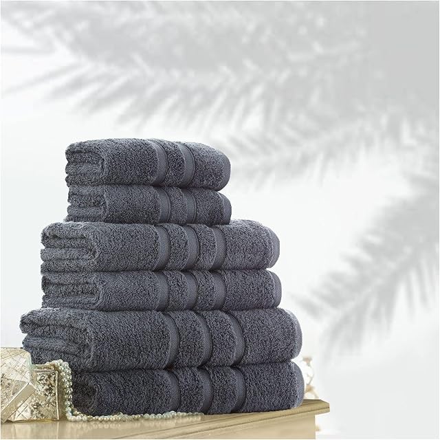 GC GAVENO CAVAILIA Egyptian Cotton Bath Towel, 550 GSM Quick Dry Towels, 1 Piece Washable Large Bath Towels, Charcoal, 70X120 Cm (707042)