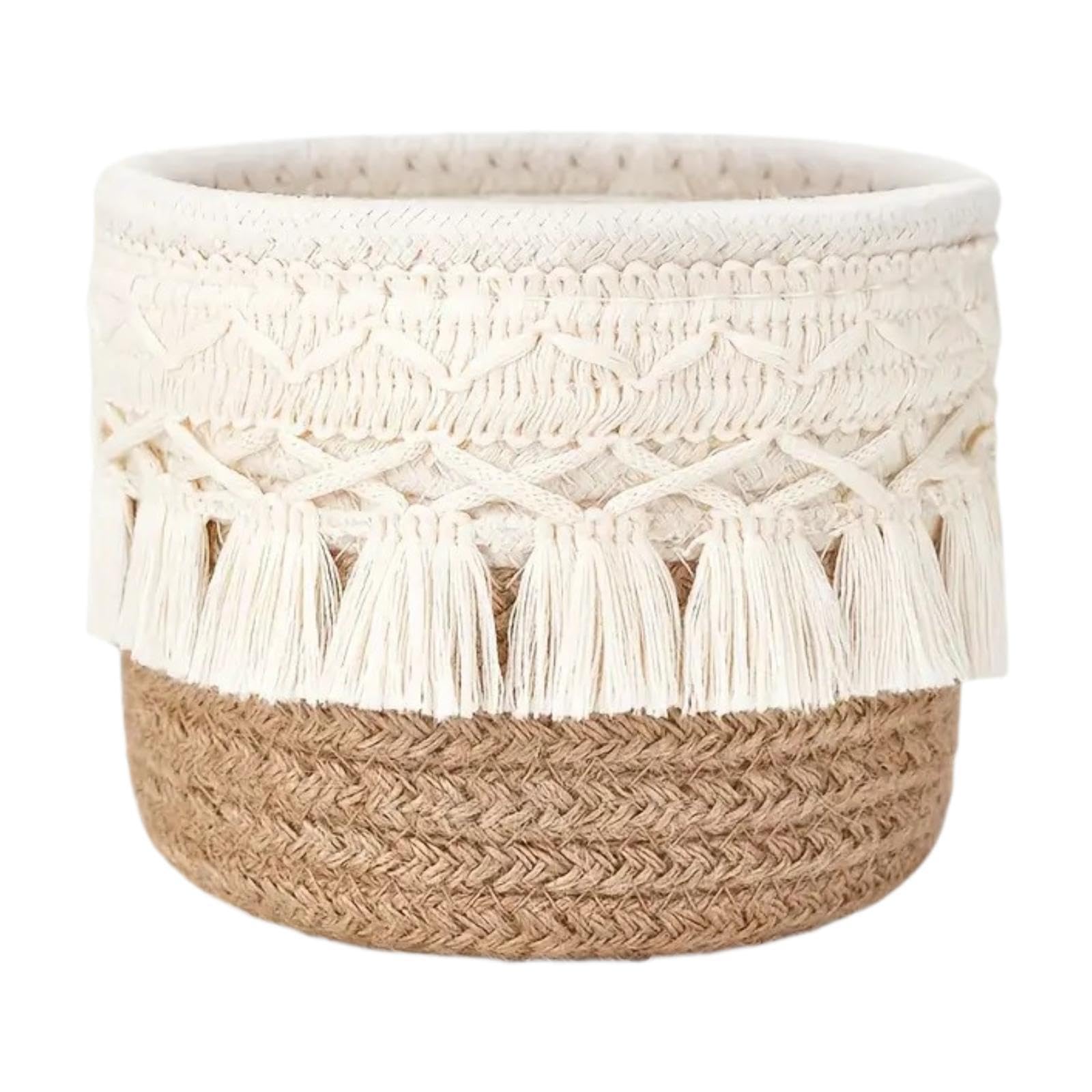 Woven Rope Basket Cosmetic Display Case for Vanity Countertop Dressing Table 12x10 Brown| Makeup Bags & Cases| |Health Beauty-image-49
