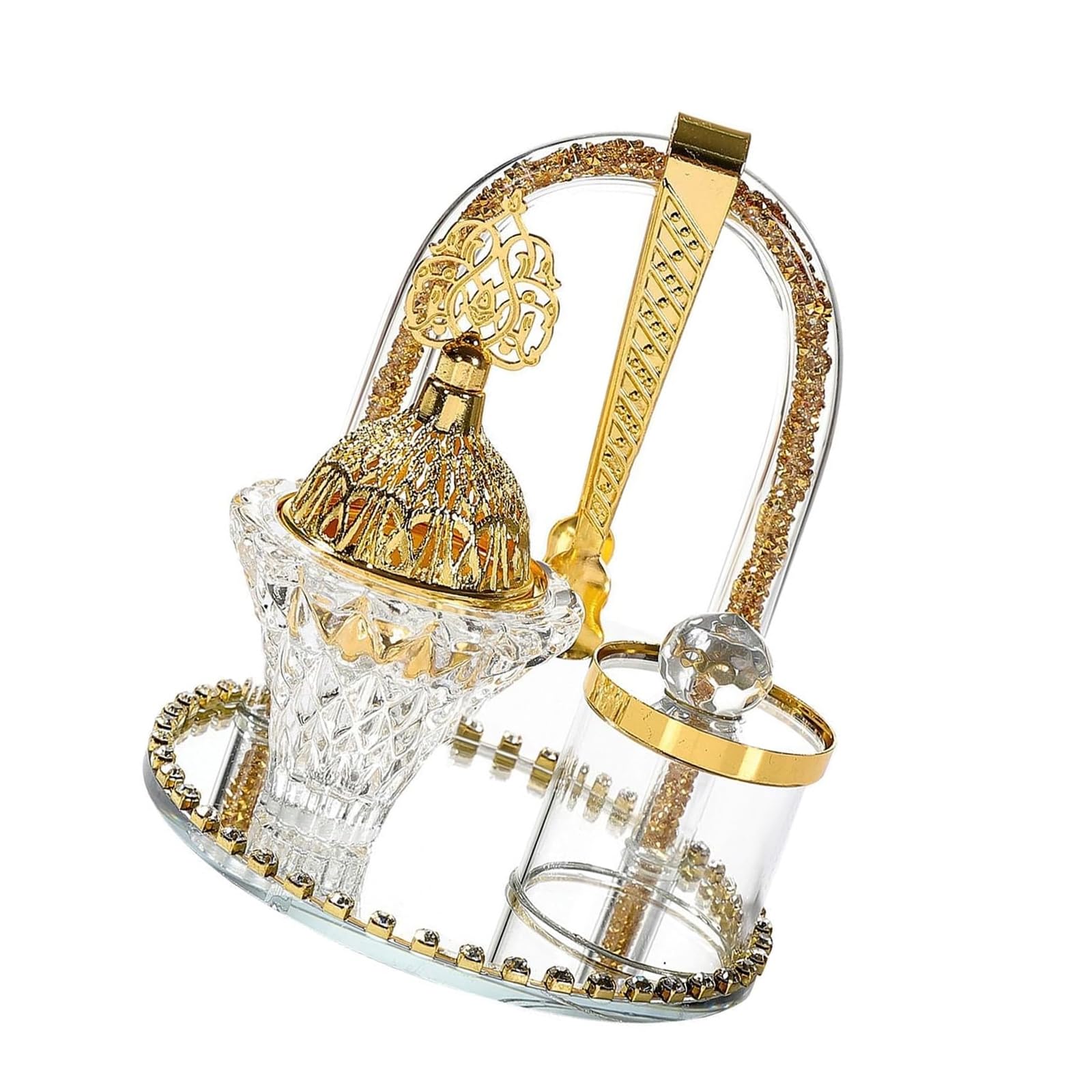 Brûleur d'encens en verre arabe avec plateau pot et pince pour décoration de table