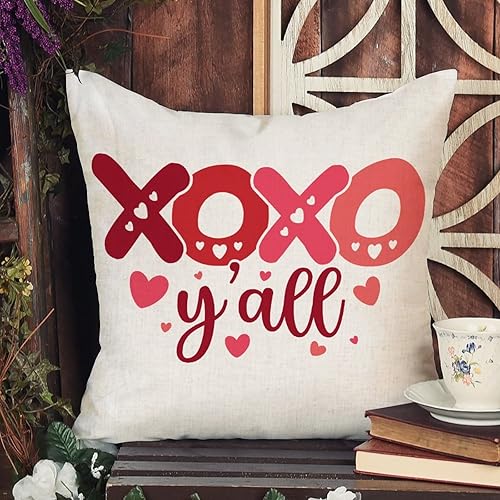 Miniatura 2 de XOXO Yall - Funda de almohada romántica para el día de San Valentín boda compromiso rústico decoración del hogar sofá sala de estar dormitorio 18 x