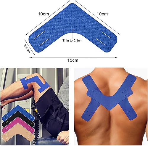 Miniatura 2 de Cinta de kinesiología, adhesivo de apoyo muscular, cinta elástica atlética deportiva, terapia de recuperación, tipo V para rodillas, hombros, alivio