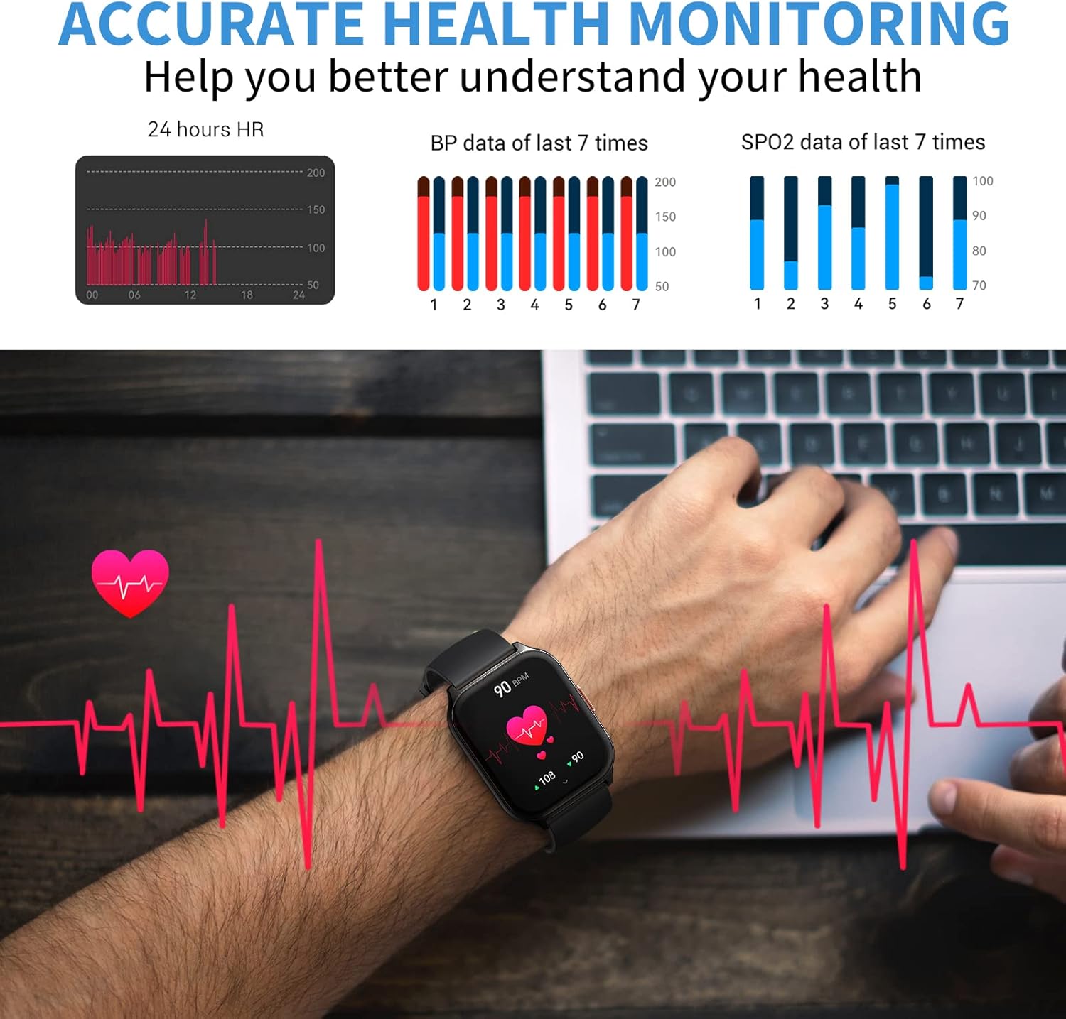 Coollia Smartwatch Uomo, Smart Watch 2,01 Orologio Intelligente con Contapassi Sonno Cardiofrequenzimetro, Impermeabil IP68, Notifiche Messaggi,21 Sportivo, Contapassi Conta Calorie per Android iOS