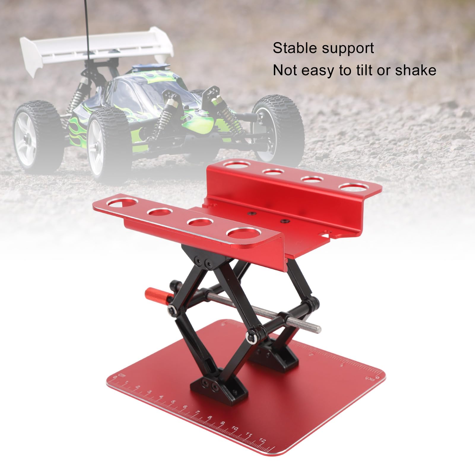 POENVFPO Estación de Trabajo de Reparación de Automóviles RC Soporte Estable y Soporte Ajustable en para Automóviles RC 1:8 1:10, Construcción de Metal Simulada para Entusiastas y Aficionados (Rojo)