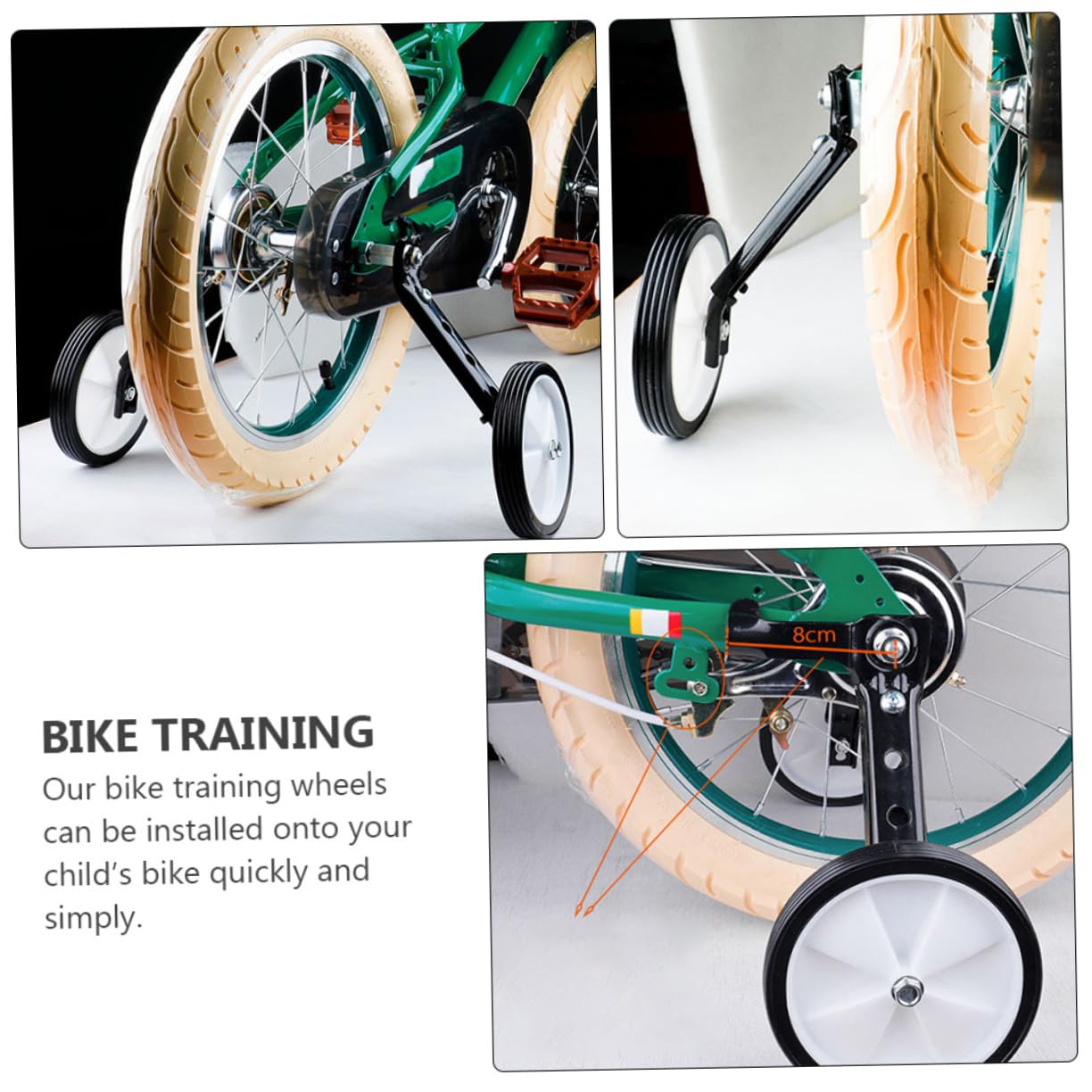 Anneome Ruedas de Entrenamiento para Bicicleta Infantil 1 Par Negro