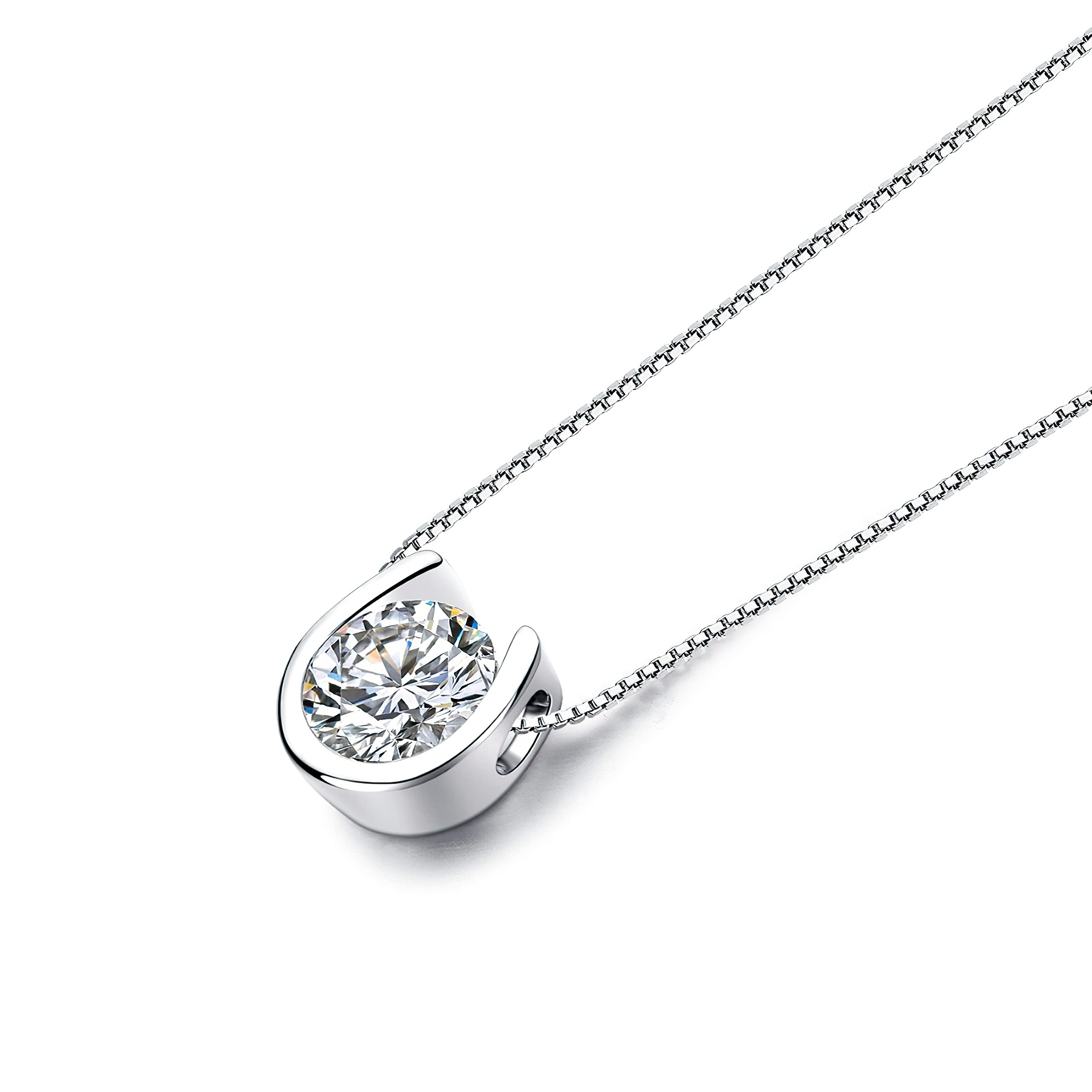 Fashion Frill Womens Jewellery Silver Pendant For Women U Shape Hanging Pendant Necklace Platinum Plated Crystal Silver Chain Necklace For Women Girls Gift for Sister (B0BY289ZVG) Amazon Price History, Amazon Price Tracker