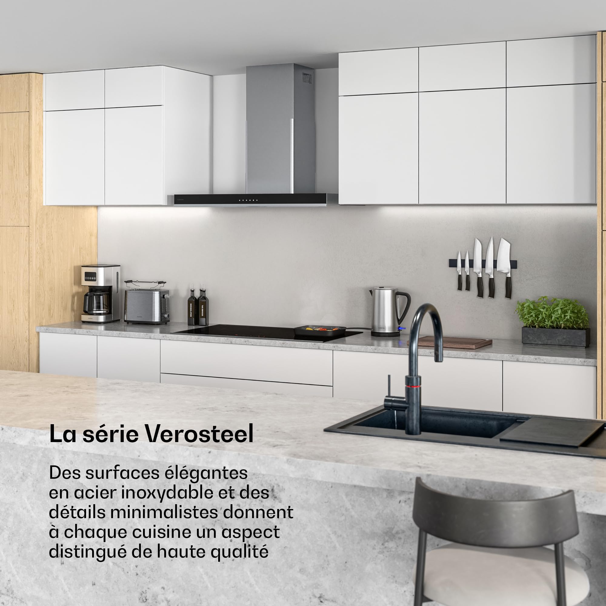 Klarstein Verosteel Plaque Induction - 5 Zones Induction, 12200W Boost, Curseur Tactile, Minuterie, Verrouillage Enfant, Verre Noir 90cm - Plaque Encastrable