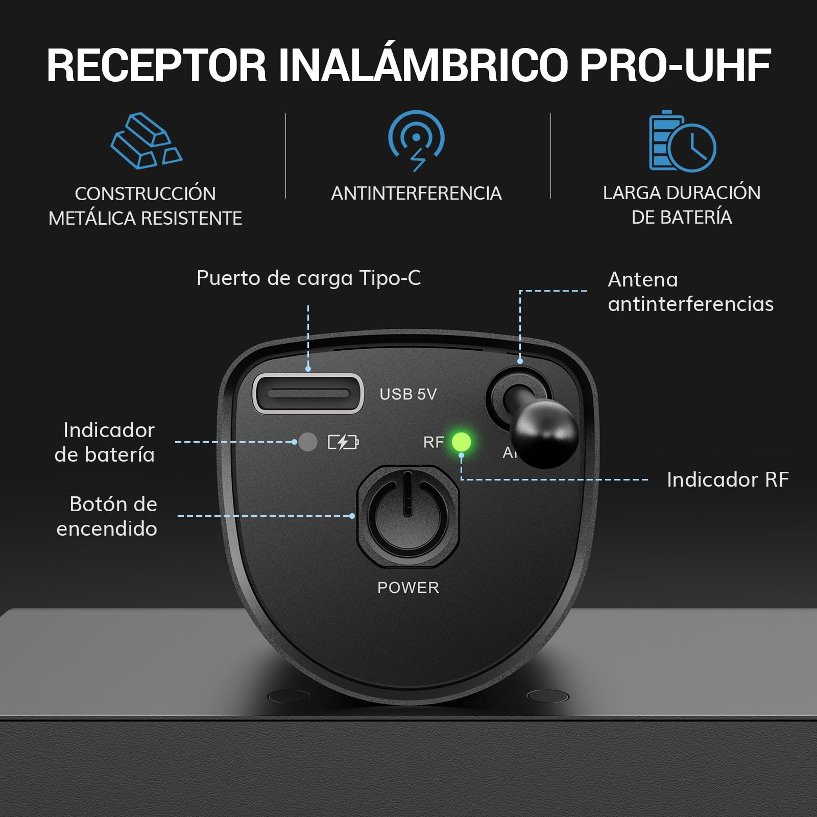 TONOR Microfono Inalambricos Karaoke Recargable UHF, 2x20 Canales Micrófono Dinámicos de Metal, Micrófono Inalámbrico Profesional para Cantar la Boda de la Iglesia con Volumen ajust, 80 M, TW520