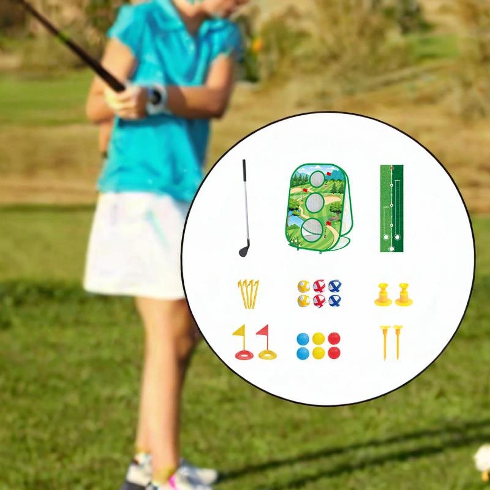 Juguetes de Golf para Niños, Juguetes para Exteriores, Juego de Práctica de Golf con Pelotas Adhesivas, Plegable para Cumpleaños de Niños de 3, 4, 5 Y
