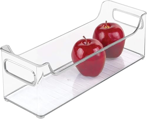 iDesign Contenedor organizador de plástico para refrigerador y congelador con asas, contenedor transparente para alimentos, bebidas, organización de