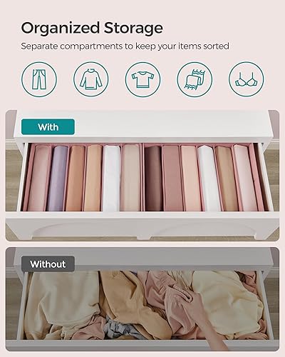 Miniatura 3 de SONGMICS Juego de 4 organizadores de ropa de armario de gran tamaño, organizadores de cajones plegables de 6 compartimentos con asas, 16.5 x 11.8 x