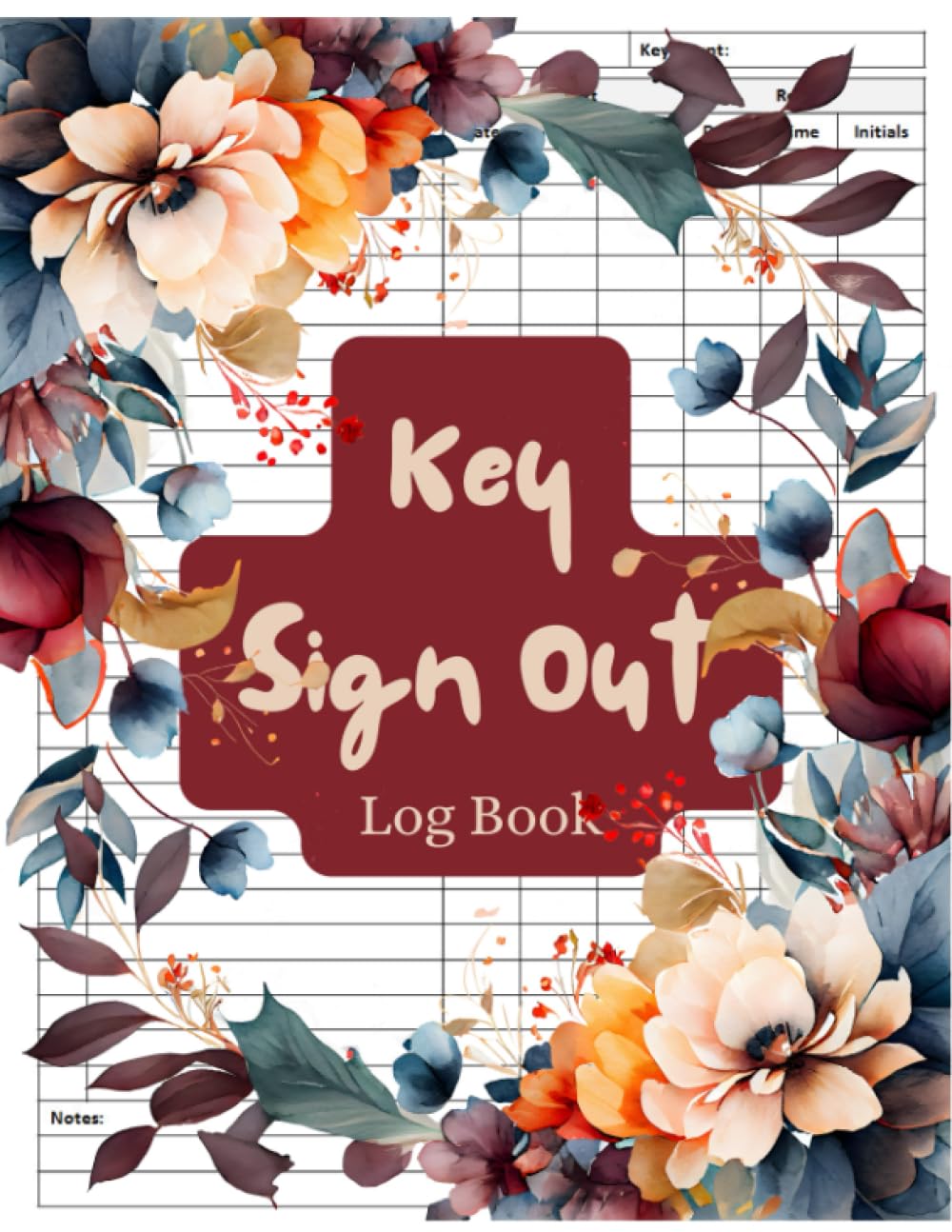 Key Sign Out Log Book 120 Pages Floral Key Control Record Book For