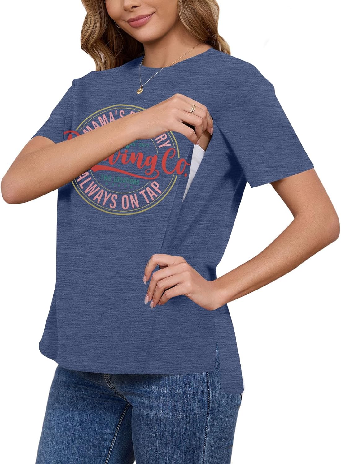 Comfort Breastfeeding Shirts for Women Double Zip Nursing Tops Loose Fit Maternity Tees Casual Pregnancy Clothes - Image 4