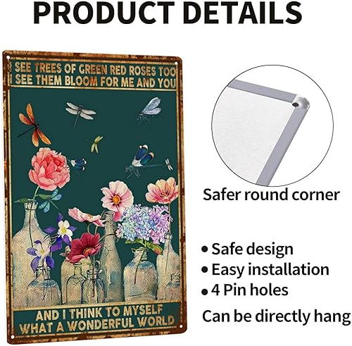 Miniatura 3 de QKLGXLOBAL Letreros de lata vintage de 8 x 12 pulgadas, diseño de flores bohemias, hippie, póster de arte hippie para mujer, regalo de aliento para