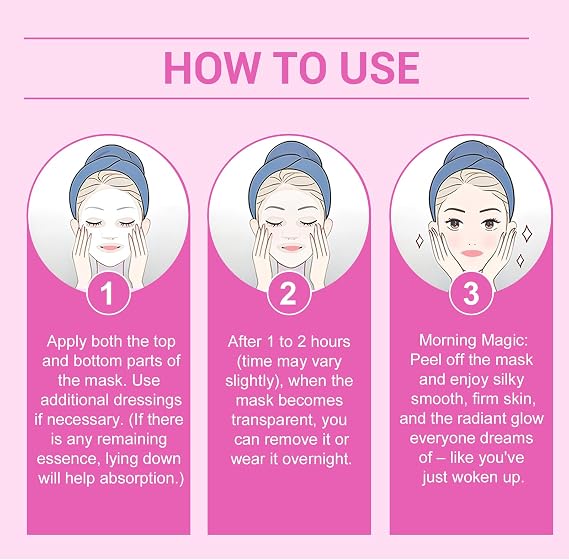 Bio Collagen Face Mask, Hydrogel Overnight Masks - Deep for Radiant Glass Skin Glow, Night Wrapping Face Mask, 5 Pcs/Box