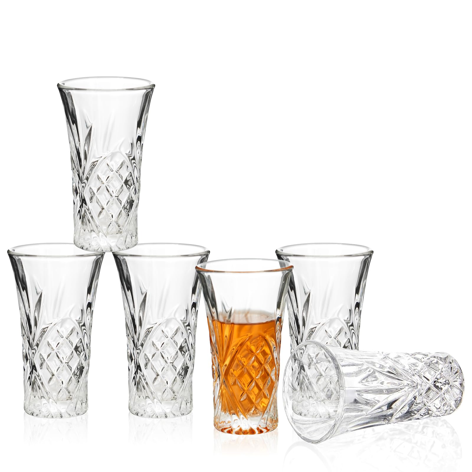 BCnmviku 55ml Shot Glasses,Reusable Clear Shot Glass,Heavy Base Shot Glasses Set for Cocktail,Tequila,Liquor,Whisky,Vodka,Spirits (6)