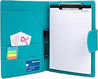 Vista 17 de Carpeta portafolio con portapapeles, carpeta organizadora de portafolios de cuero con cubierta de cierre magnético para entrevista, currículum