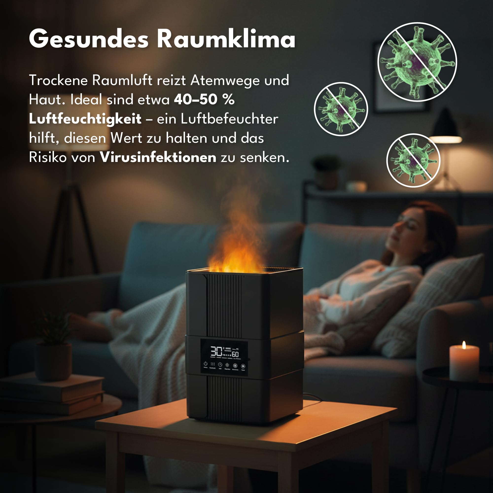 Premium Aroma Diffuser für Ätherische Öle, Aromadiffusor - Luftbefeuchter, Ultraschall, Aromatherapie, Schlafzimmer, Büro, BPA Free, 200ml, Schwarz, Varma