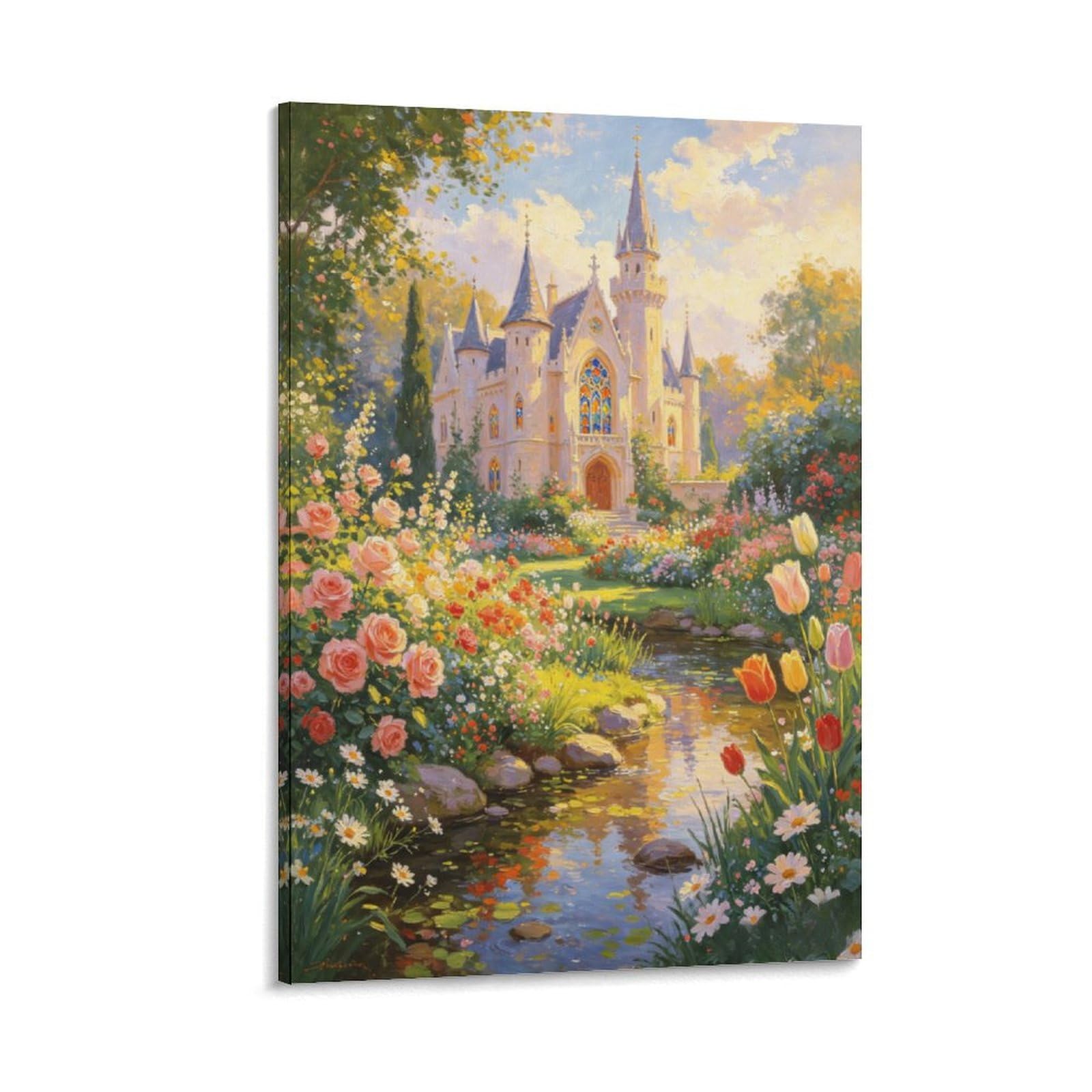 IEJKLUVWX Garden Castle Manor Wall Decor European Castle Premium Canvas High Definition Easy to Install for Above Bed Sofa Background Home Decor Lover Modern 20x30inch(50x75cm)