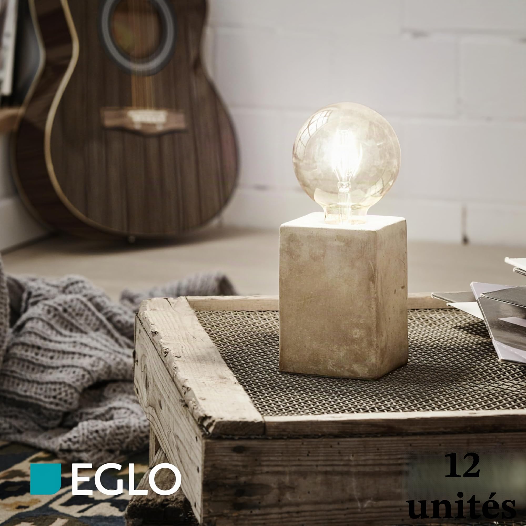 Eglo Lampe de table Prestwick, lampe de table 1 flamme vintage
