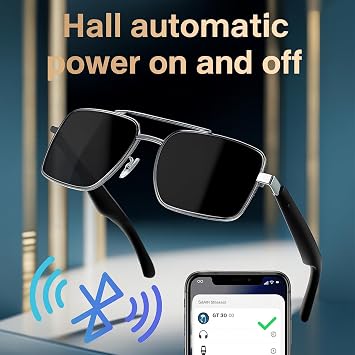 Smart Glasses Cycling Glasses Bluetooth Sunglasses with Open Ear Speaker Voice Assistant Call Up for Outdoor Activities