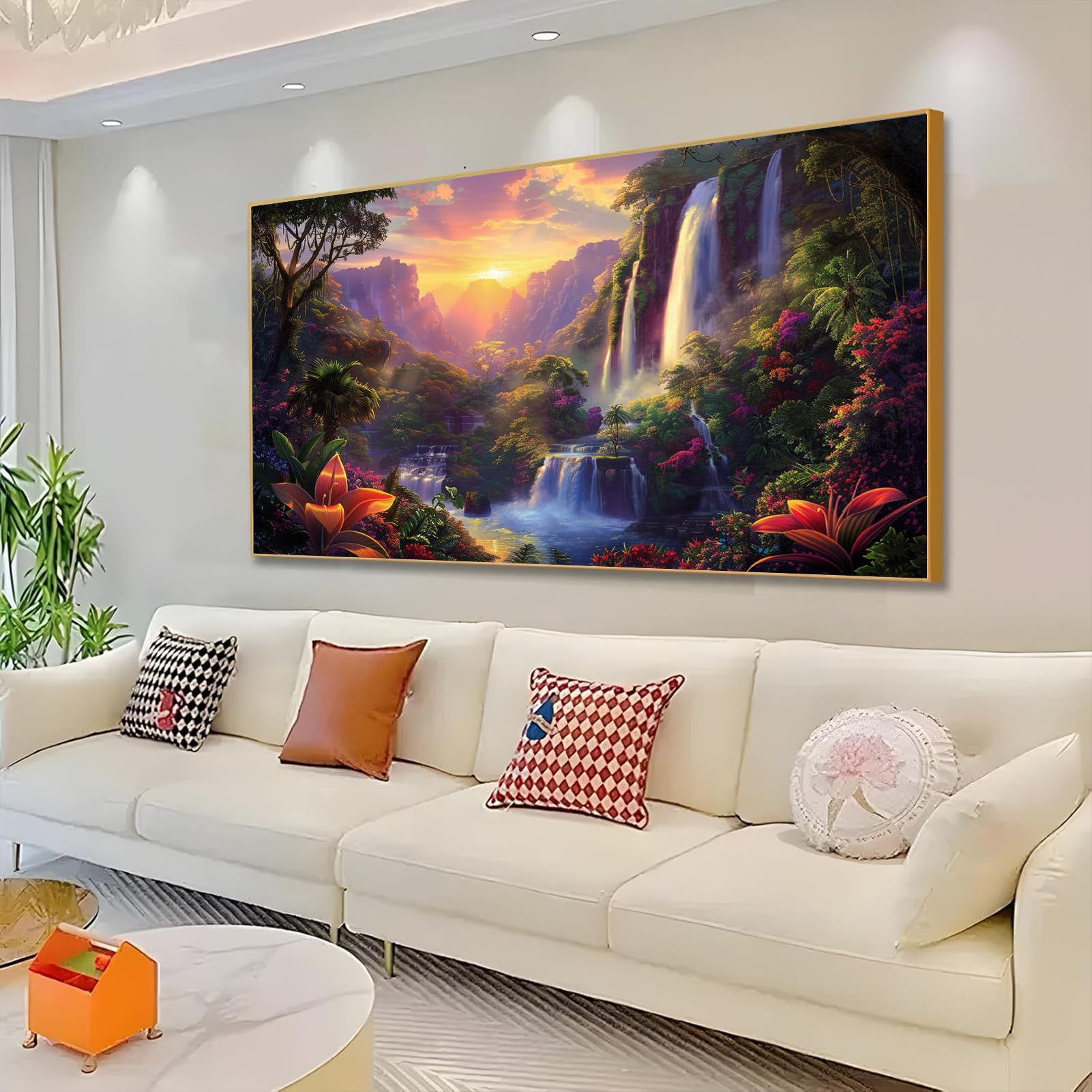 Amazon.com: RUNBOAT Waterfall Canvas Wall Art - Moving Waterfall