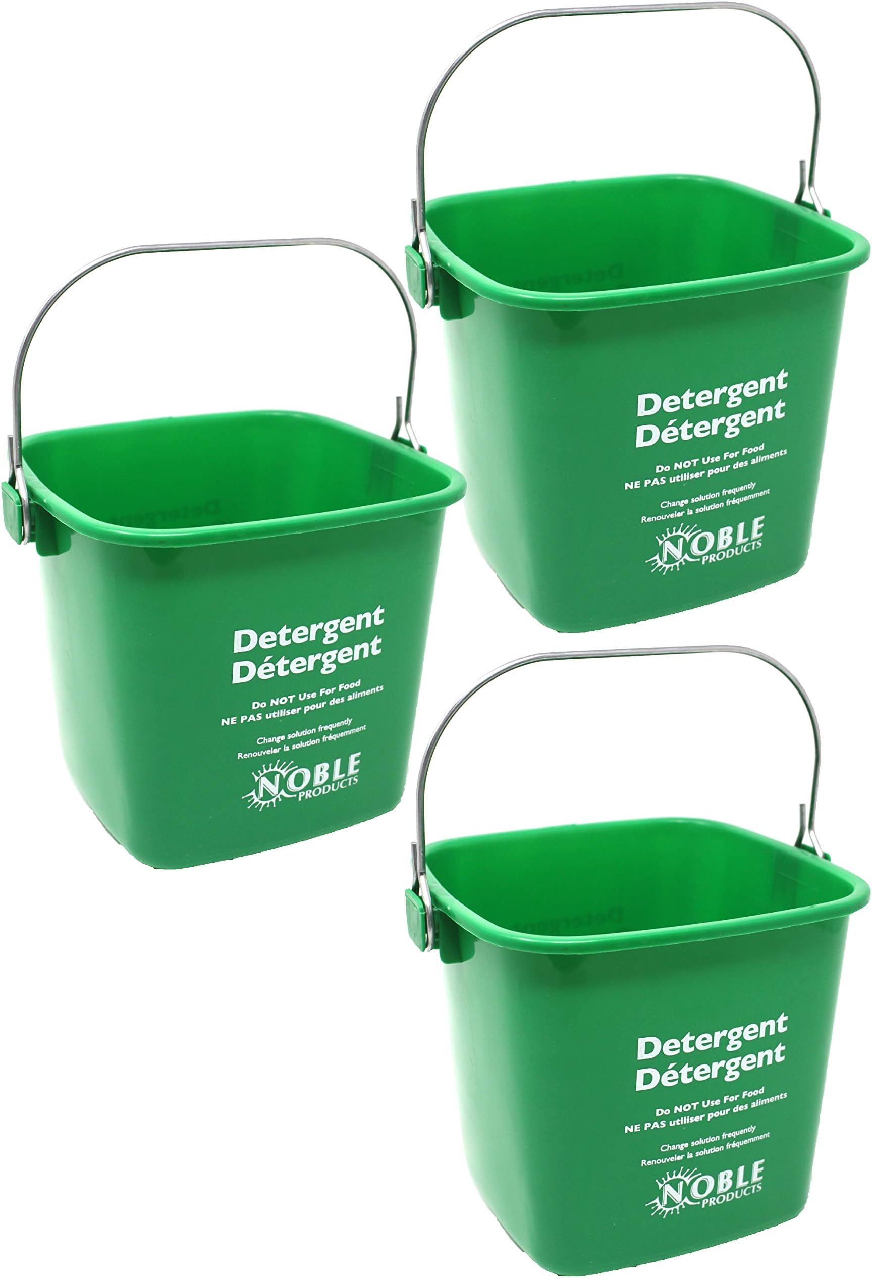 Small Green Detergent Bucket - 3 Quart Cleaning Pail - Set of 3 Square Containers