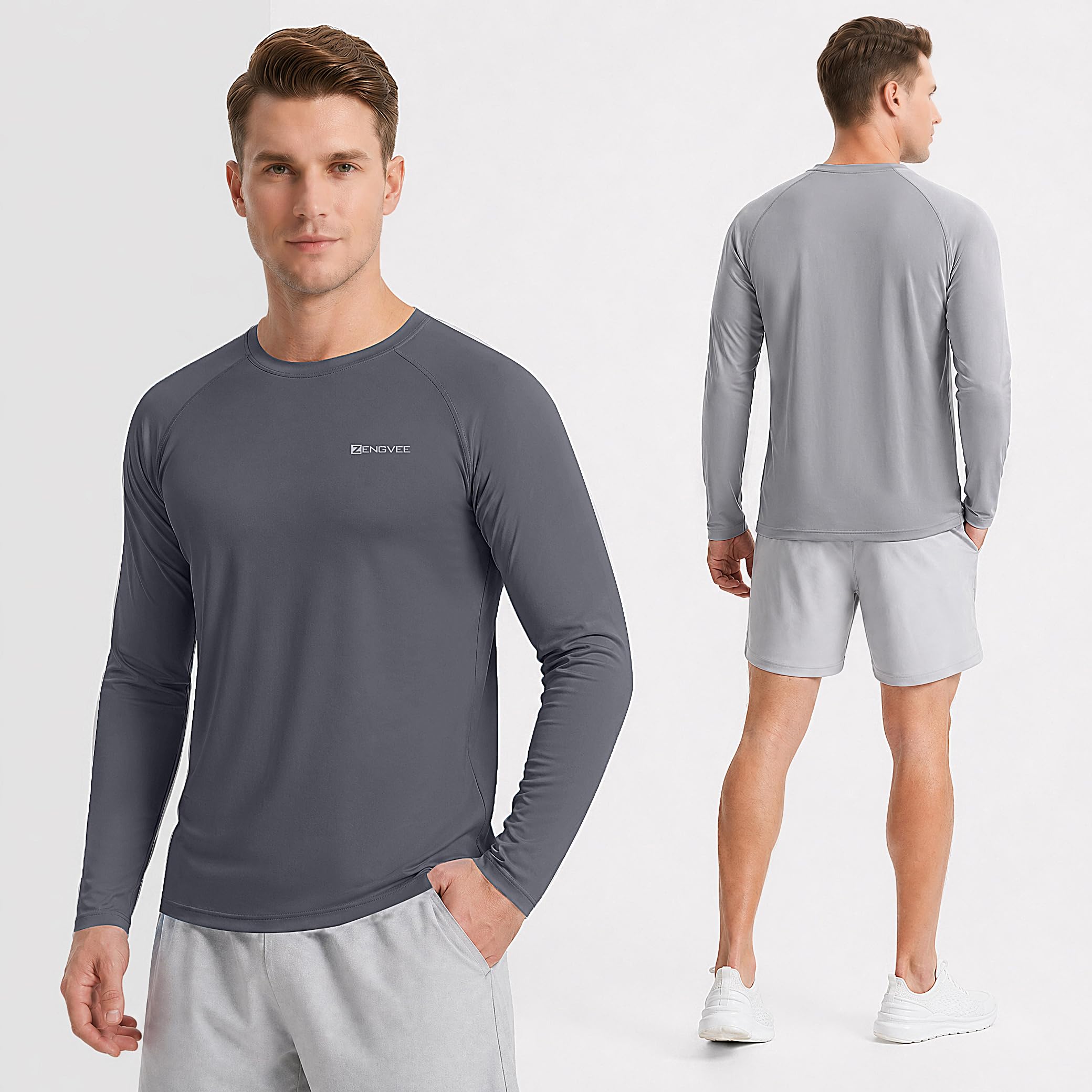 ZENGVEE 3 Piezas Camiseta Hombres Mangas Cortas Rash Guard de Protección UPF 50＋Secado Rápido Deportes Acuáticos Surf Natación Verano