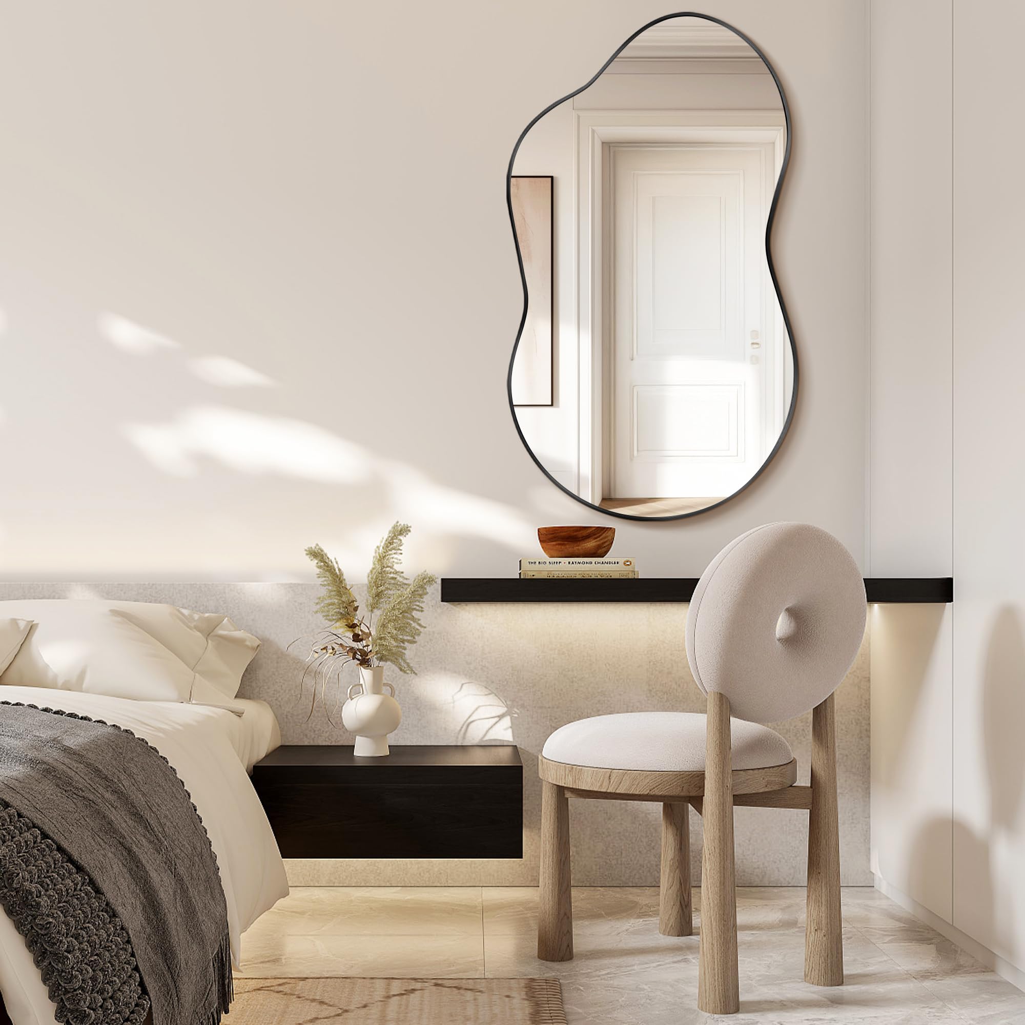 Specchio Da Parete Irregolare, Specchio Decorativo Asimmetrico con Cornice in Lega Di Alluminio Qualità Aeronautica per Bagno, Camera Da Letto, Soggiorno, Ingresso