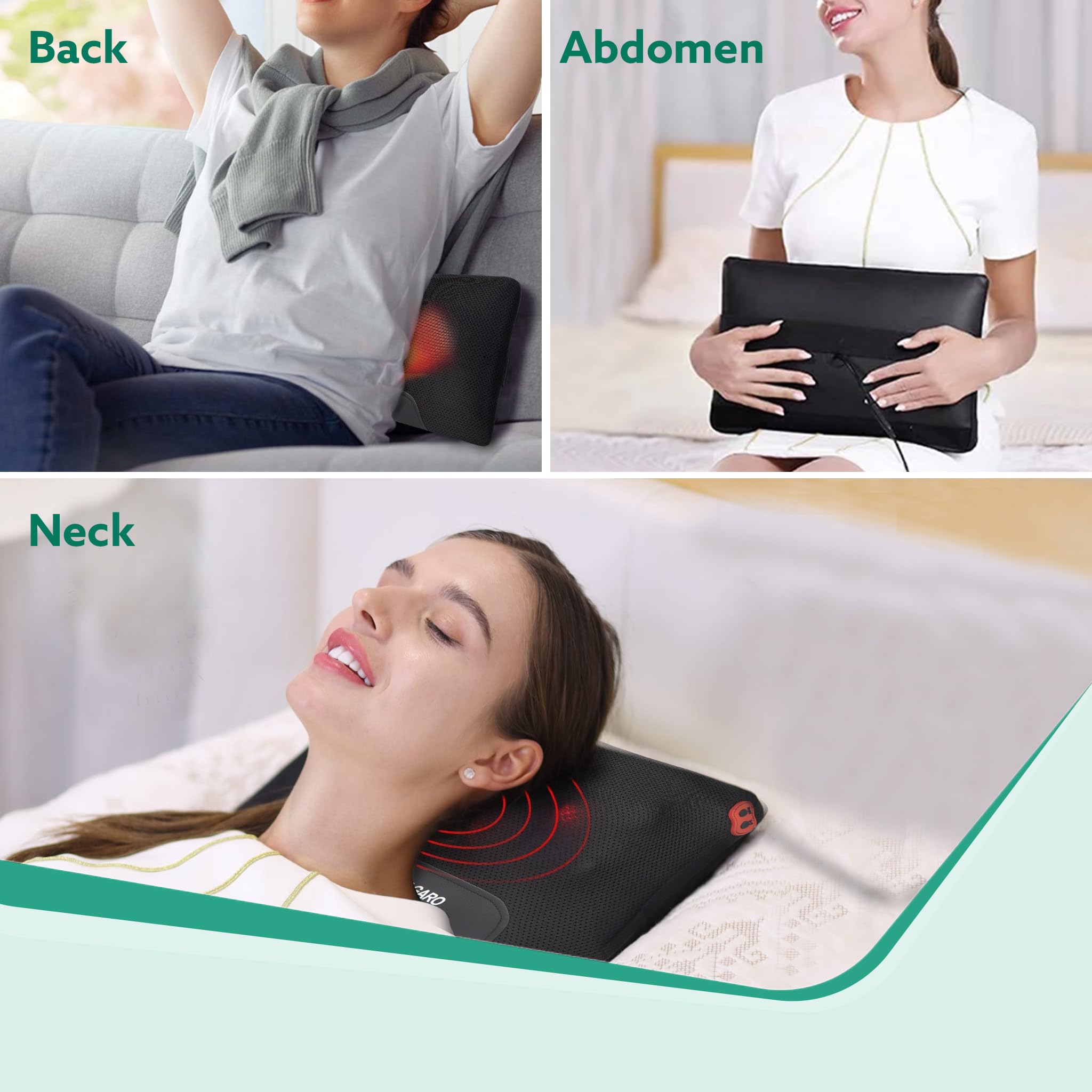 AGARO Deluxe Shiatsu Neck & back cushion Massager with 4 Rollers & Lukewarm Heat, Corded Electric for Body Massage, for Neck, Back, Shoulders, Waist, Legs, Foot, Relieves Fatigue and Muscle Pain - Image 5 thumbnail